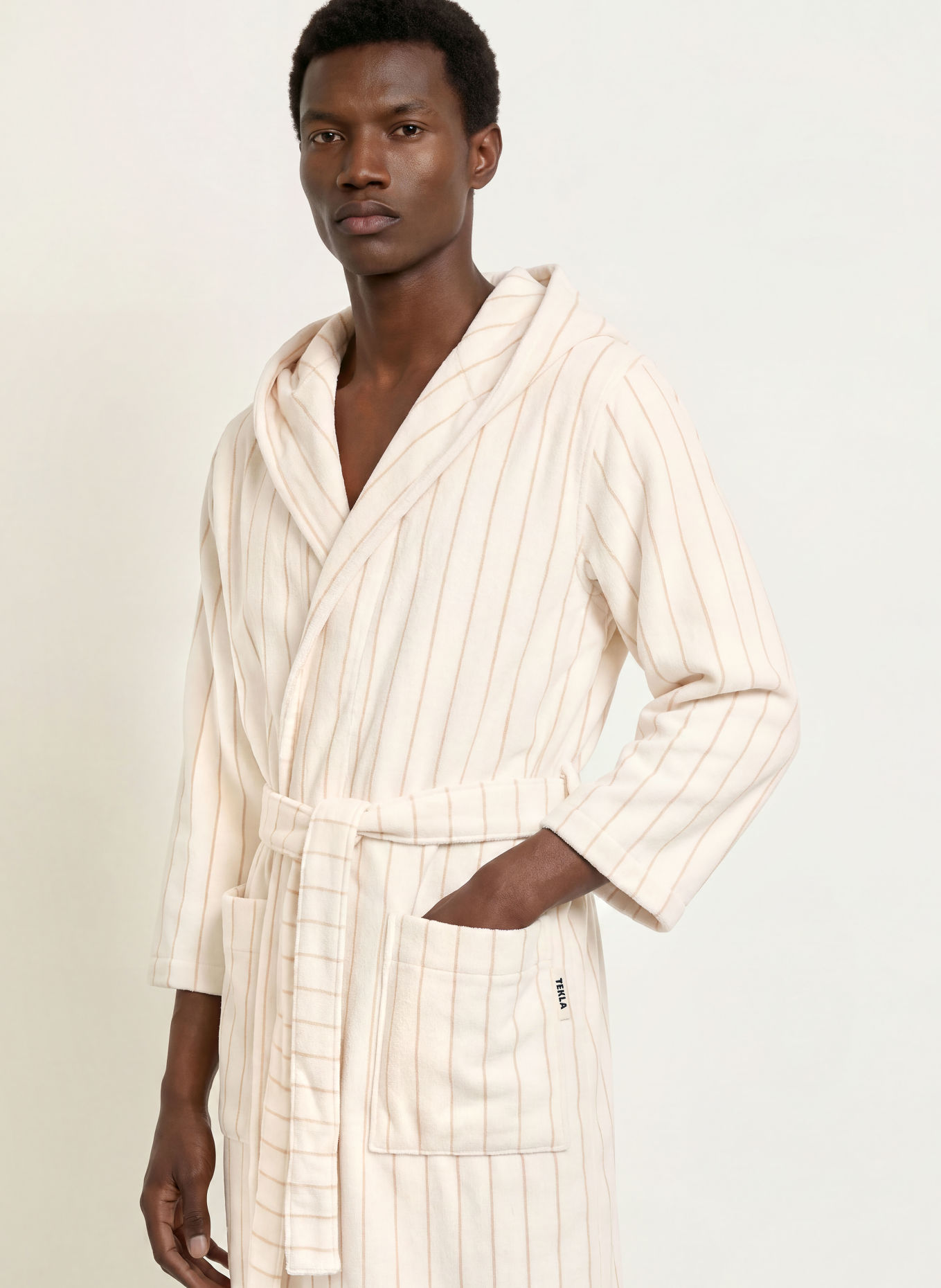 TEKLA Halat de baie unisex cu glugă: CREM / BEJ