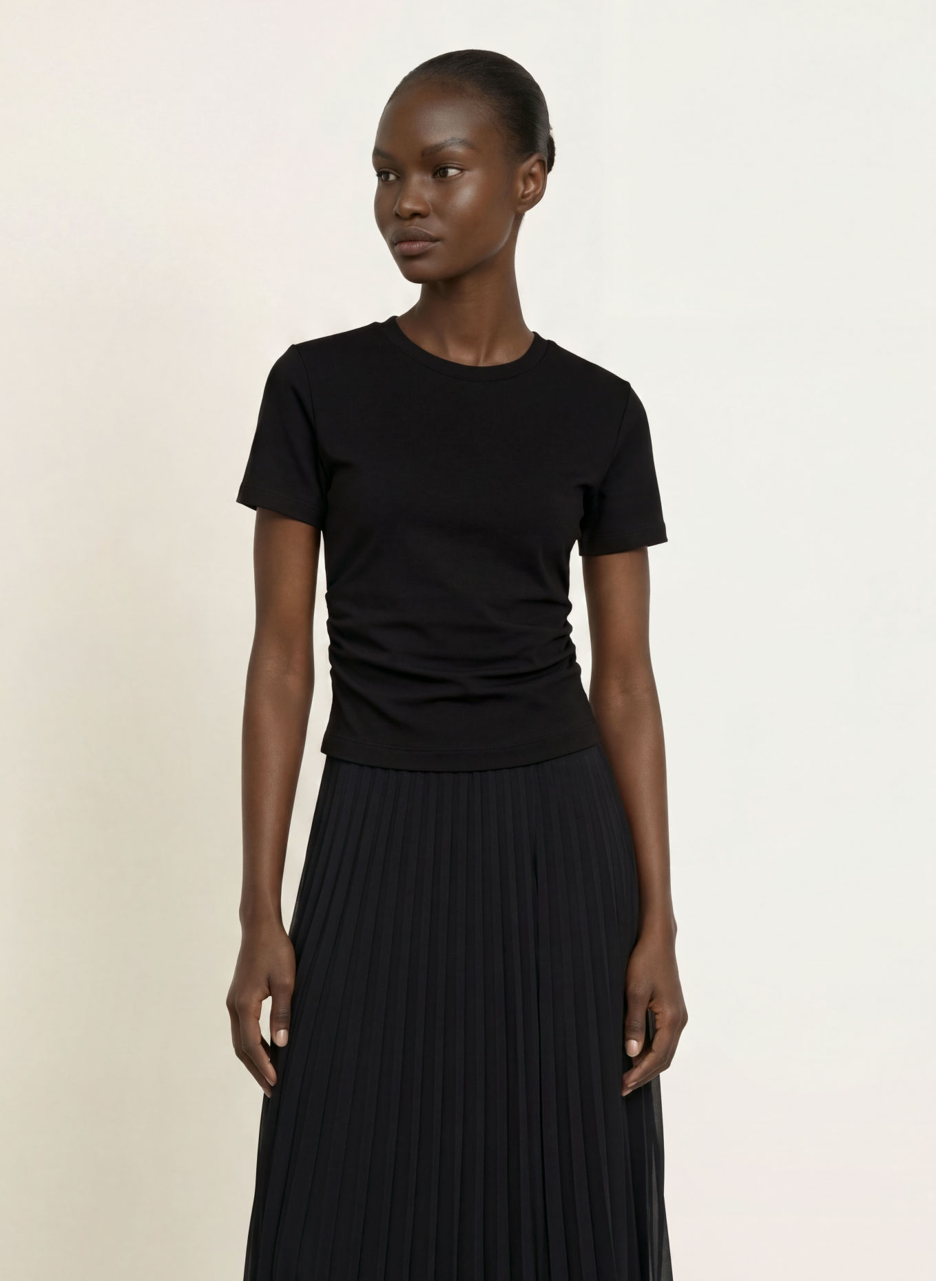 CLAUDIE PIERLOT Kleid im Materialmix mit Plissees: SCHWARZ