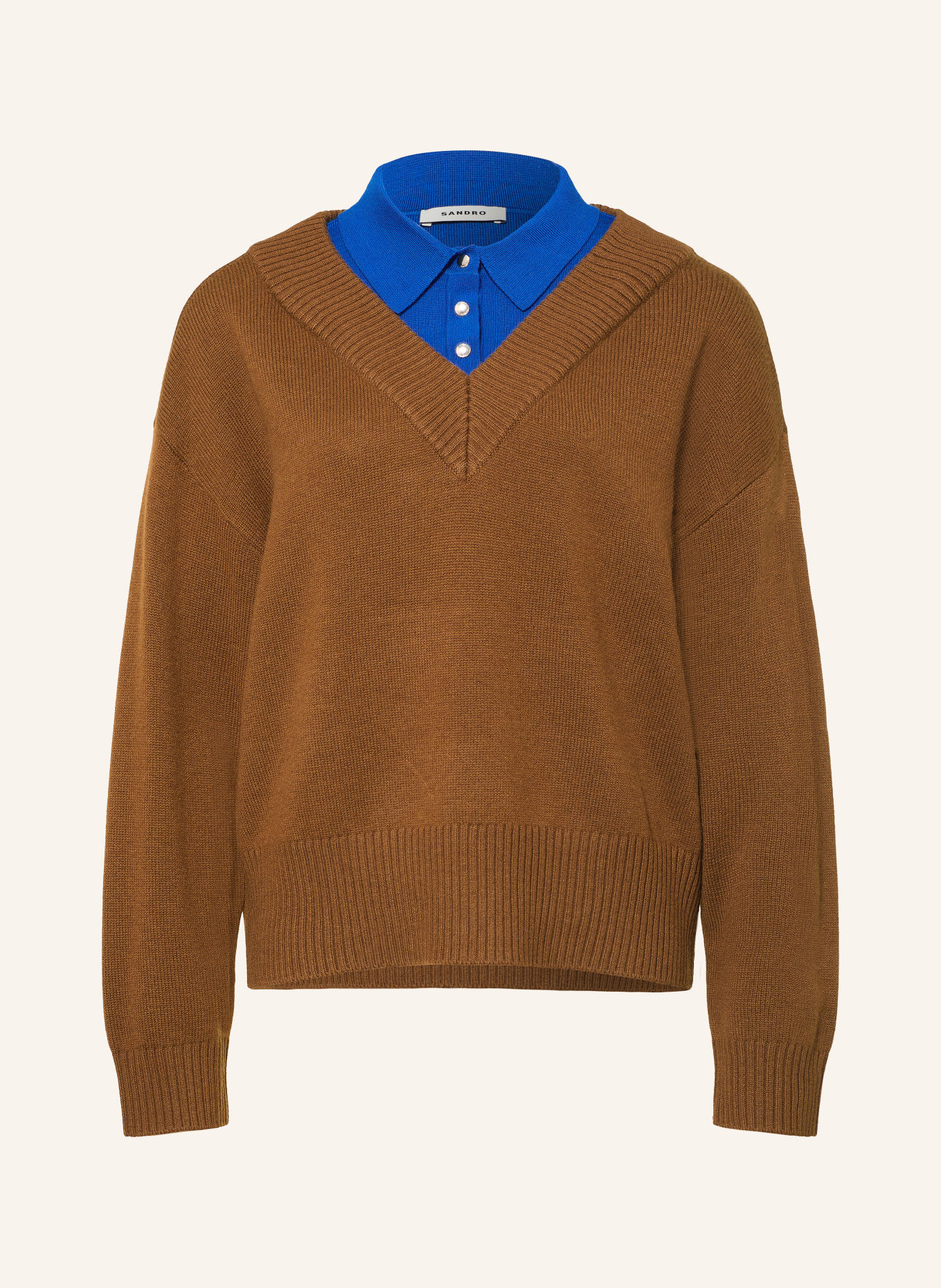 SANDRO Pullover: BRAUN / BLAU