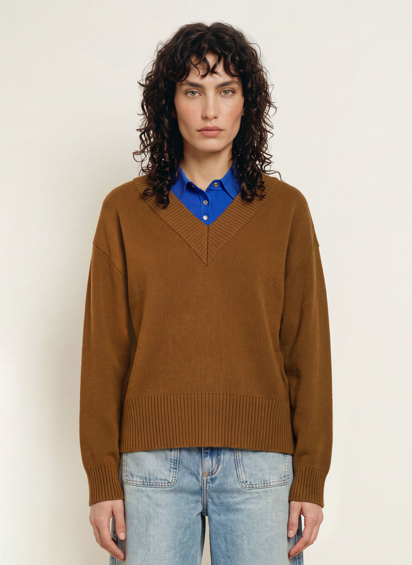 SANDRO Pullover: BRAUN / BLAU