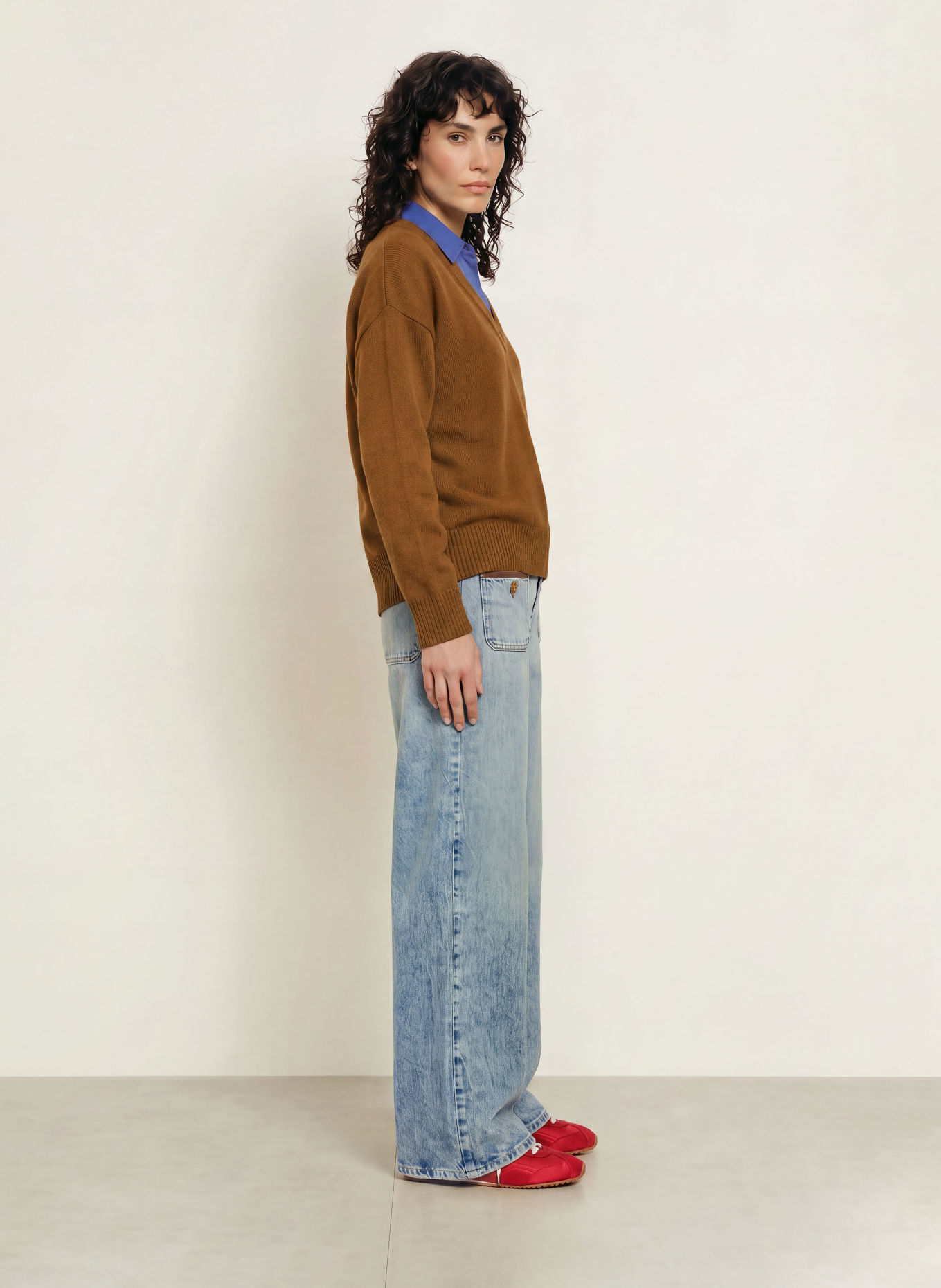 SANDRO Pullover: BRAUN / BLAU