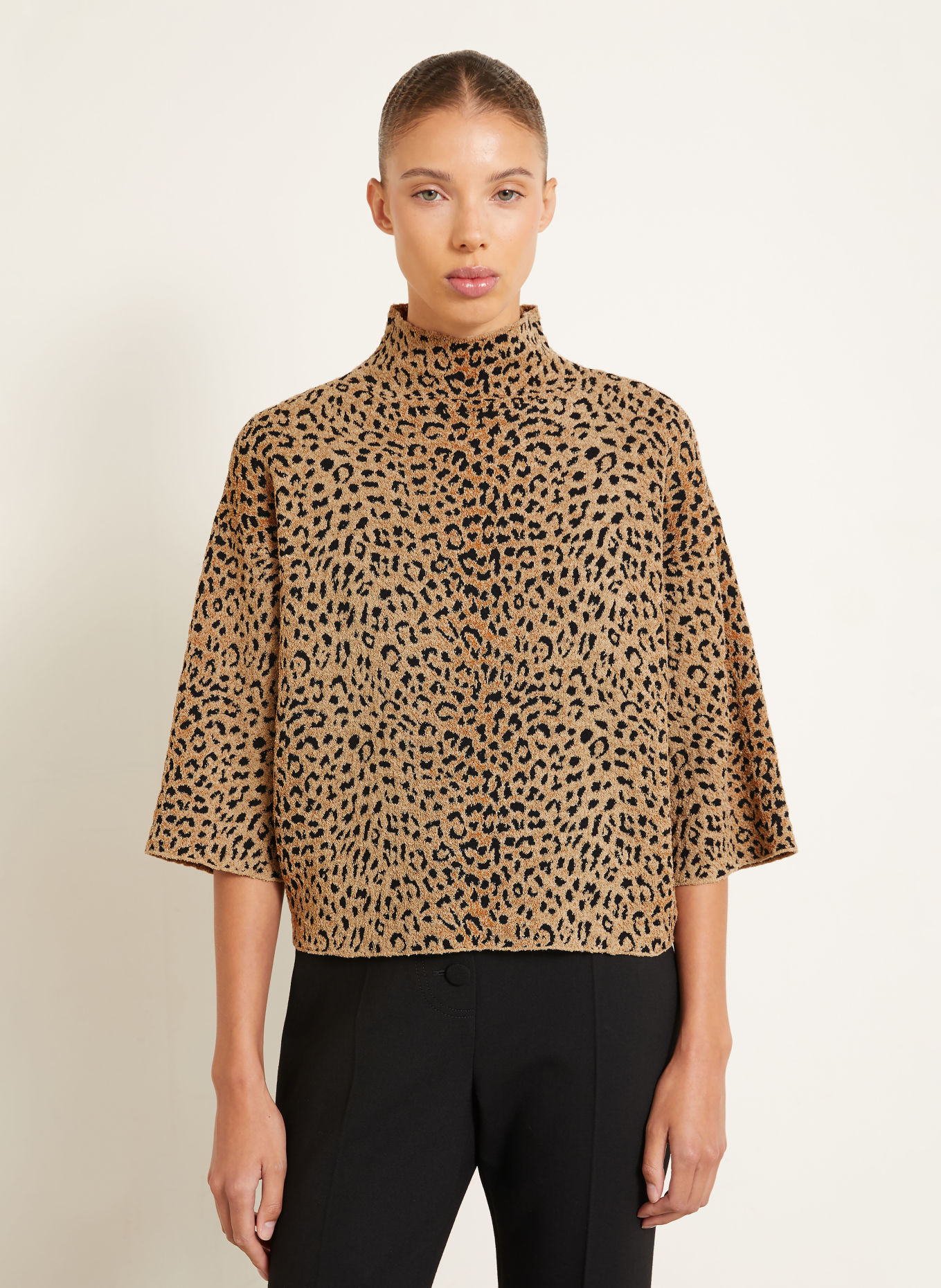 GIVENCHY Pullover mit 3/4-Arm: BEIGE / BRAUN / SCHWARZ