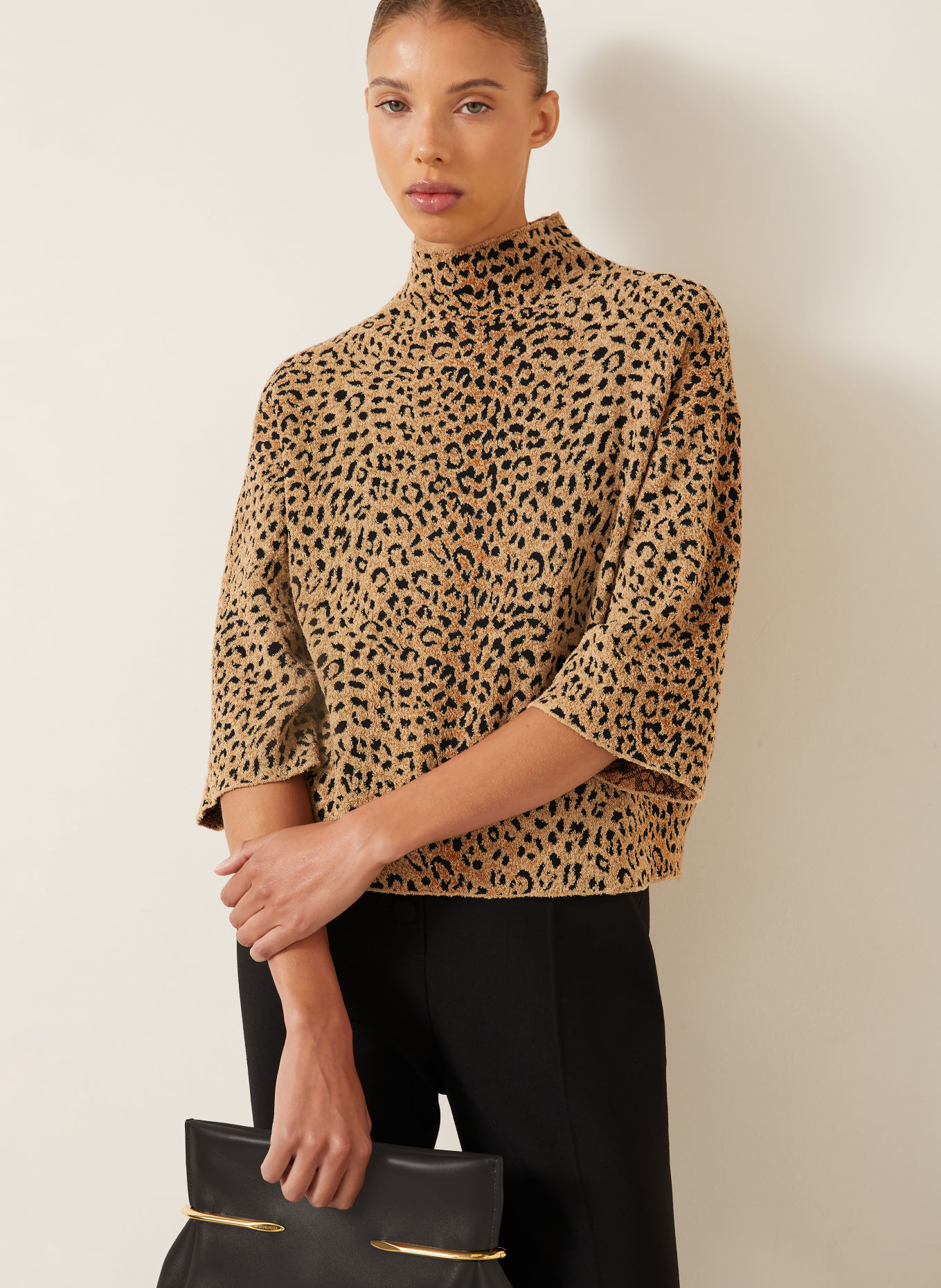 GIVENCHY Pullover mit 3/4-Arm: BEIGE / BRAUN / SCHWARZ
