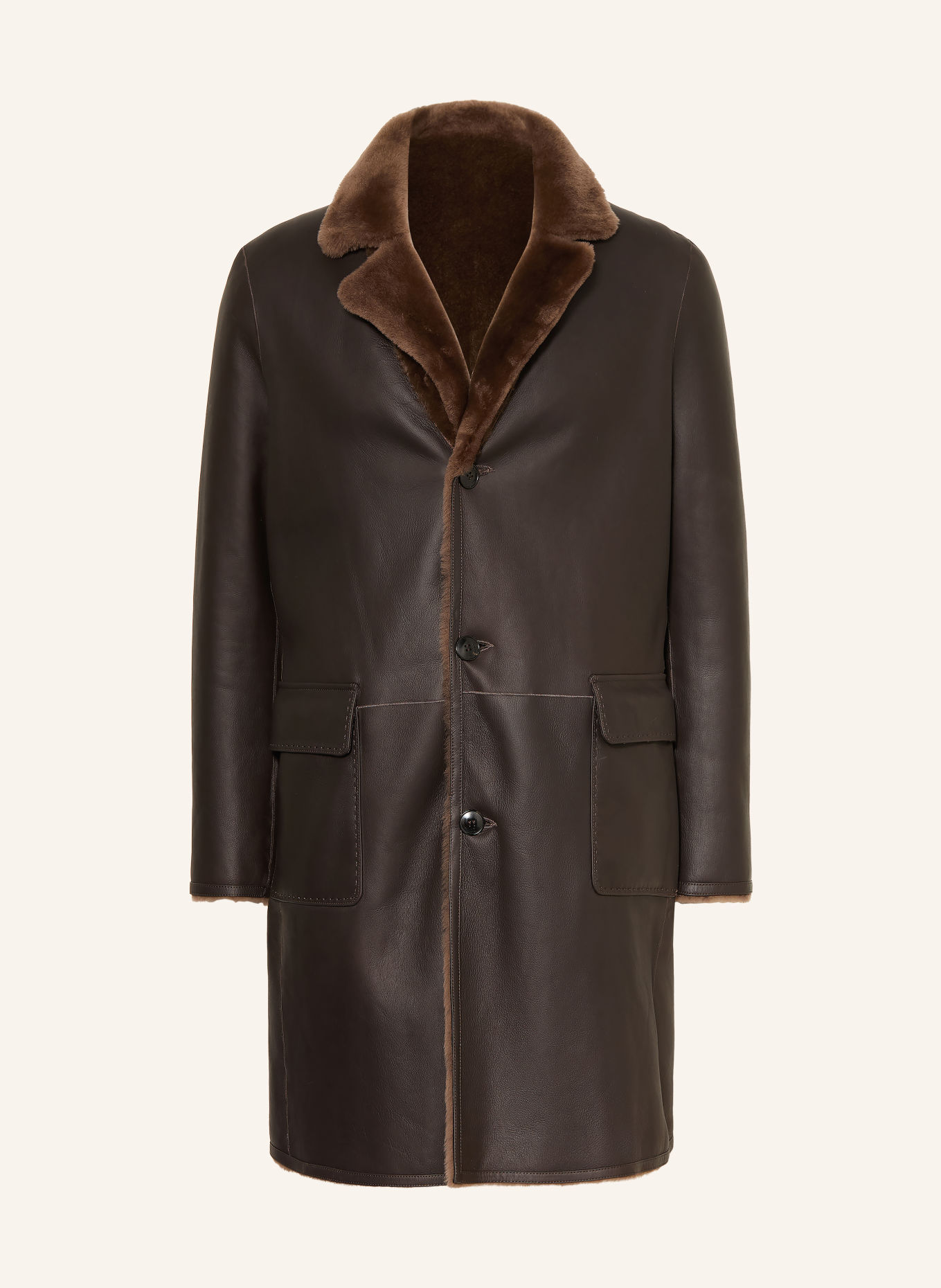 manzoni 24 Manteau en cuir réversible: MARRON FONCÉ