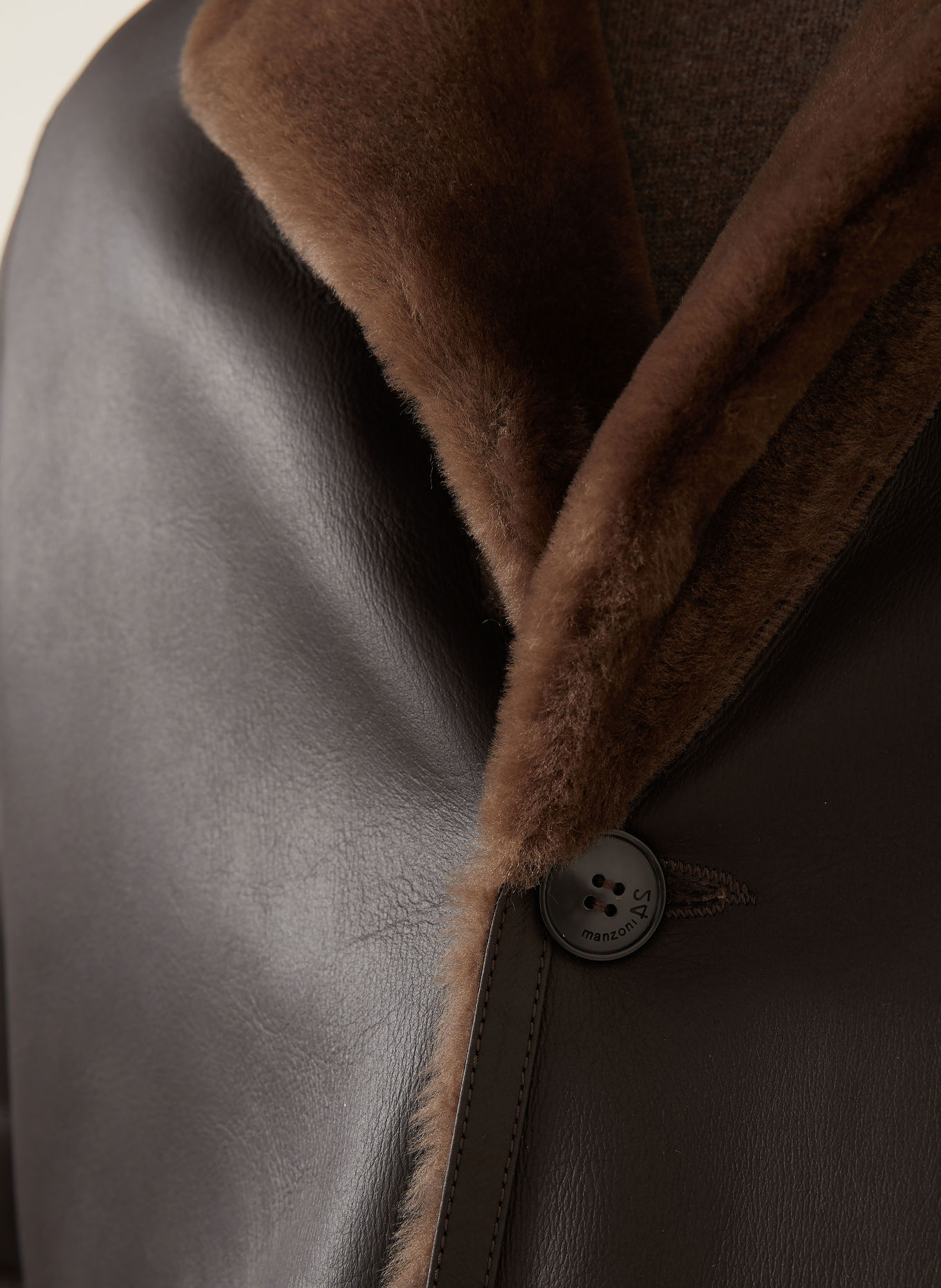 manzoni 24 Manteau en cuir réversible: MARRON FONCÉ