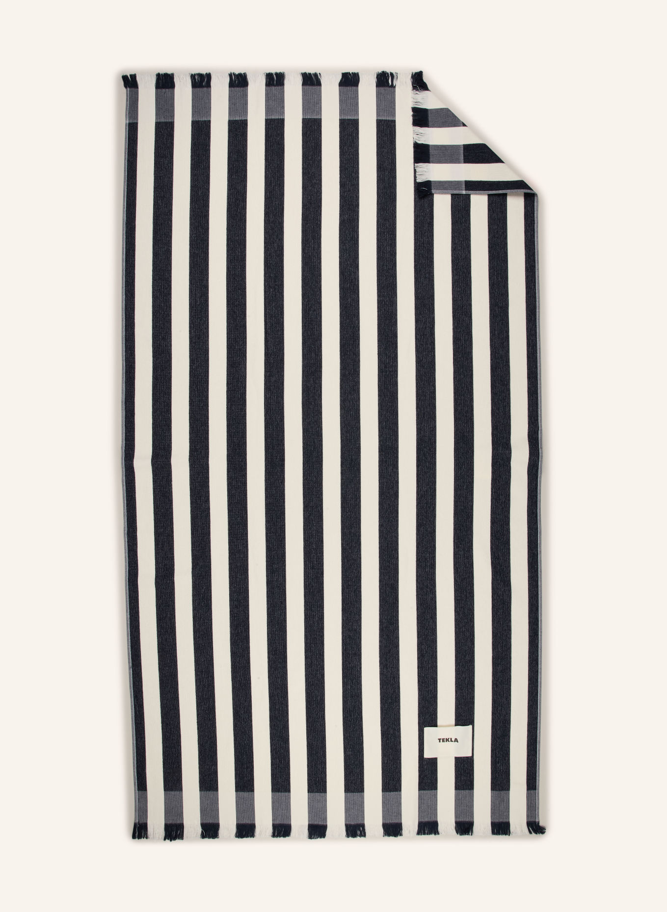 TEKLA Beach towel: WHITE / BLACK