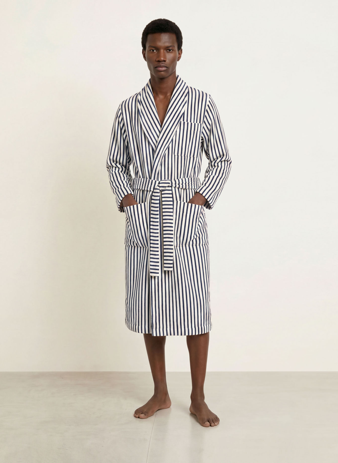TEKLA Szlafrok unisex: BIAŁY / GRANATOWY