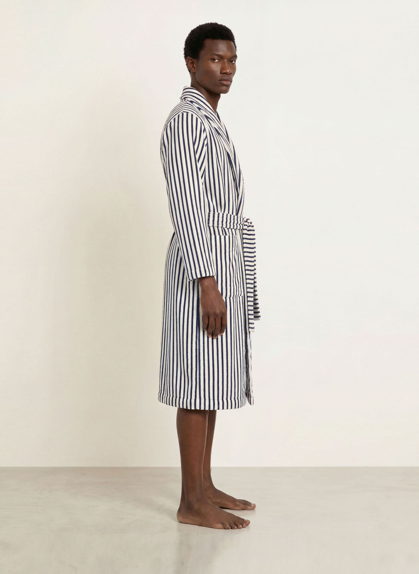 TEKLA Szlafrok unisex: BIAŁY / GRANATOWY