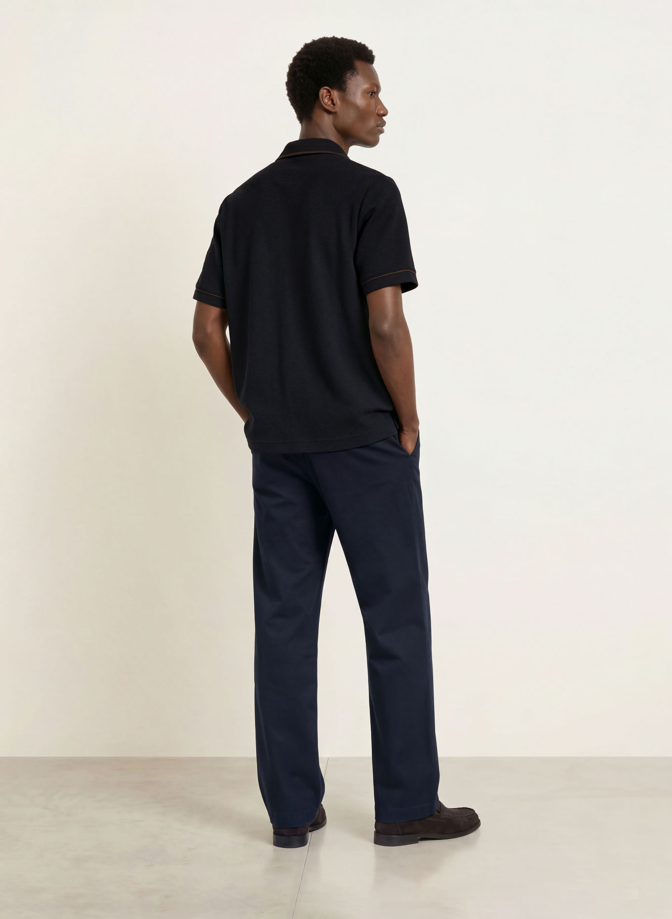 REISS WEAVER Comfort Fit Short-sleeve shirt: DARK BLUE