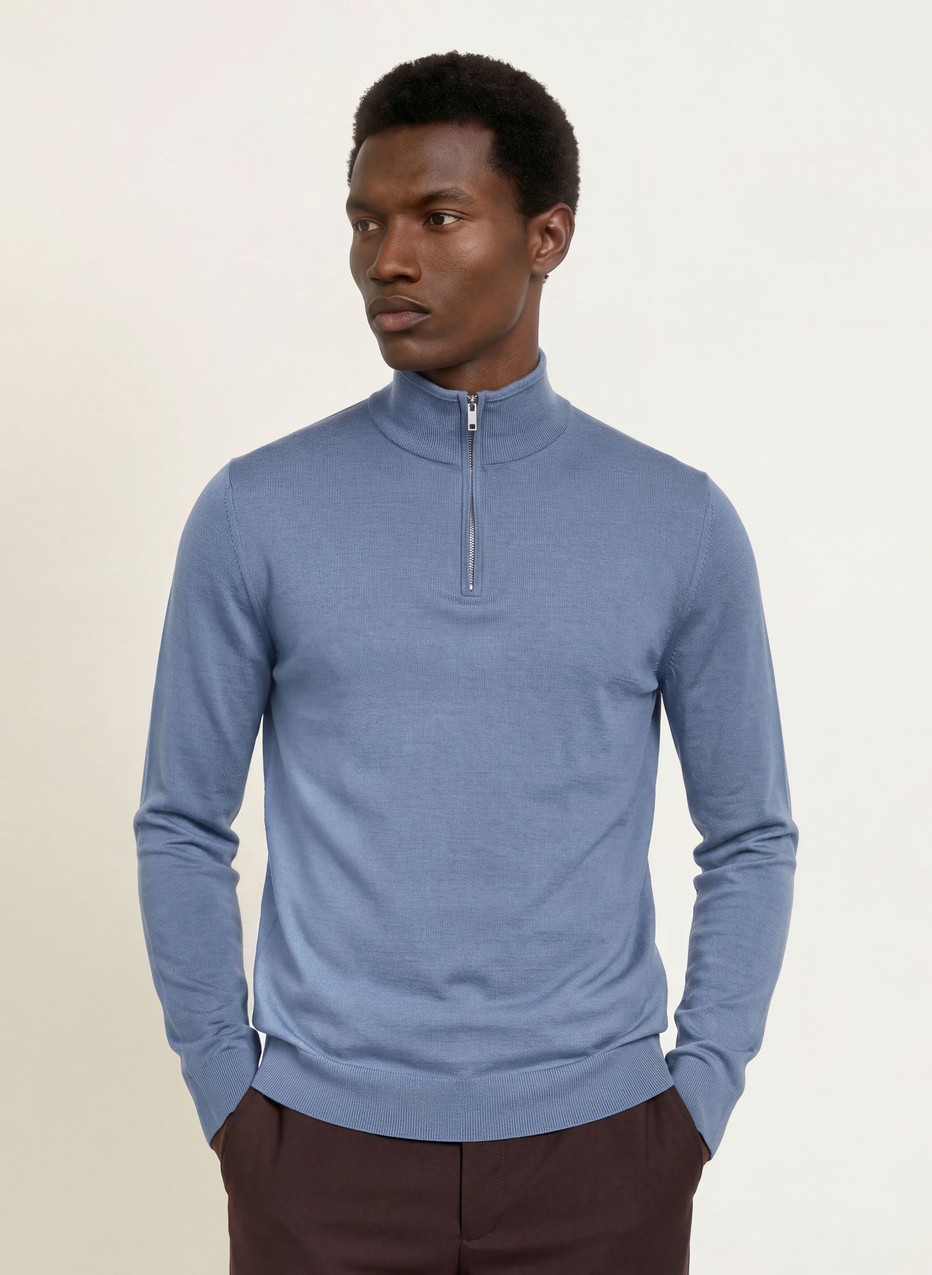 REISS Half-zip sweater BLACKHALL Turtleneck: BLUE