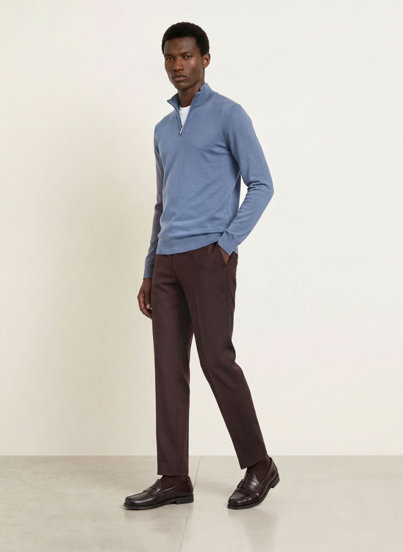 REISS Half-zip sweater BLACKHALL Turtleneck: BLUE