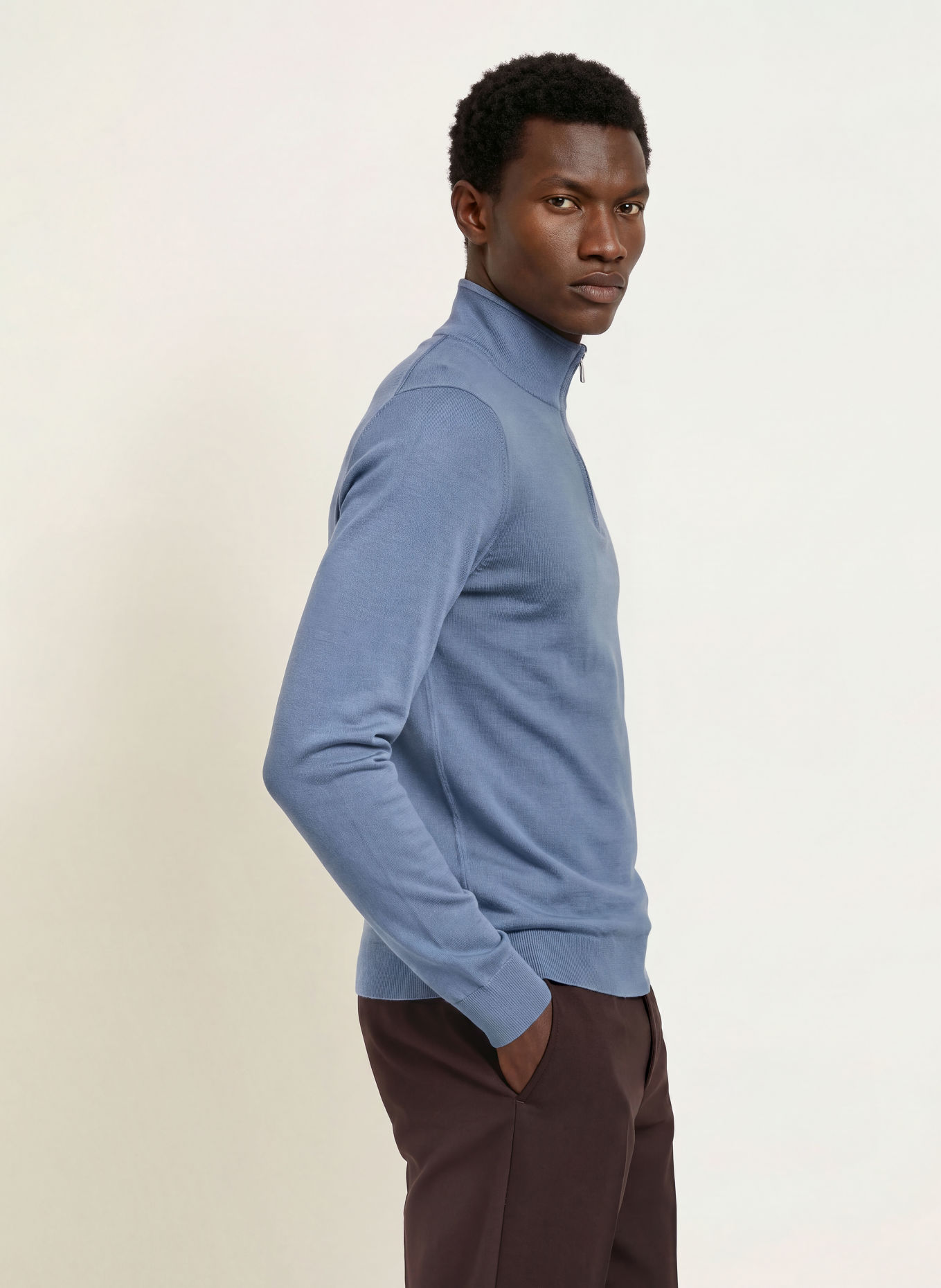 REISS Half-zip sweater BLACKHALL Turtleneck: BLUE