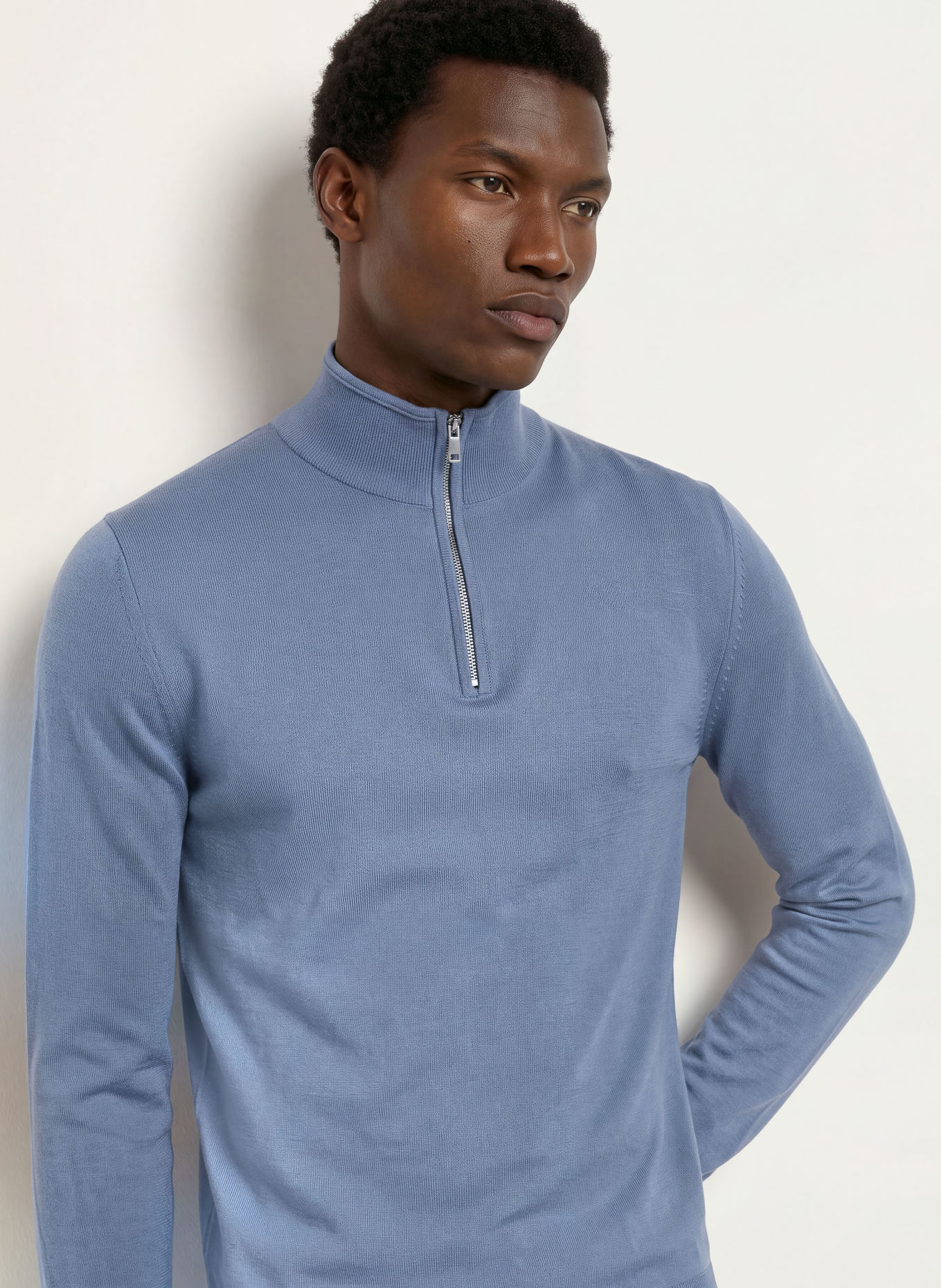 REISS Half-zip sweater BLACKHALL Turtleneck: BLUE