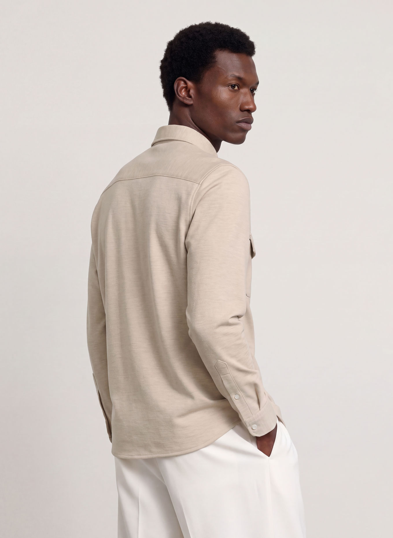 REISS Overshirt MCSHANE aus Jersey: BEIGE
