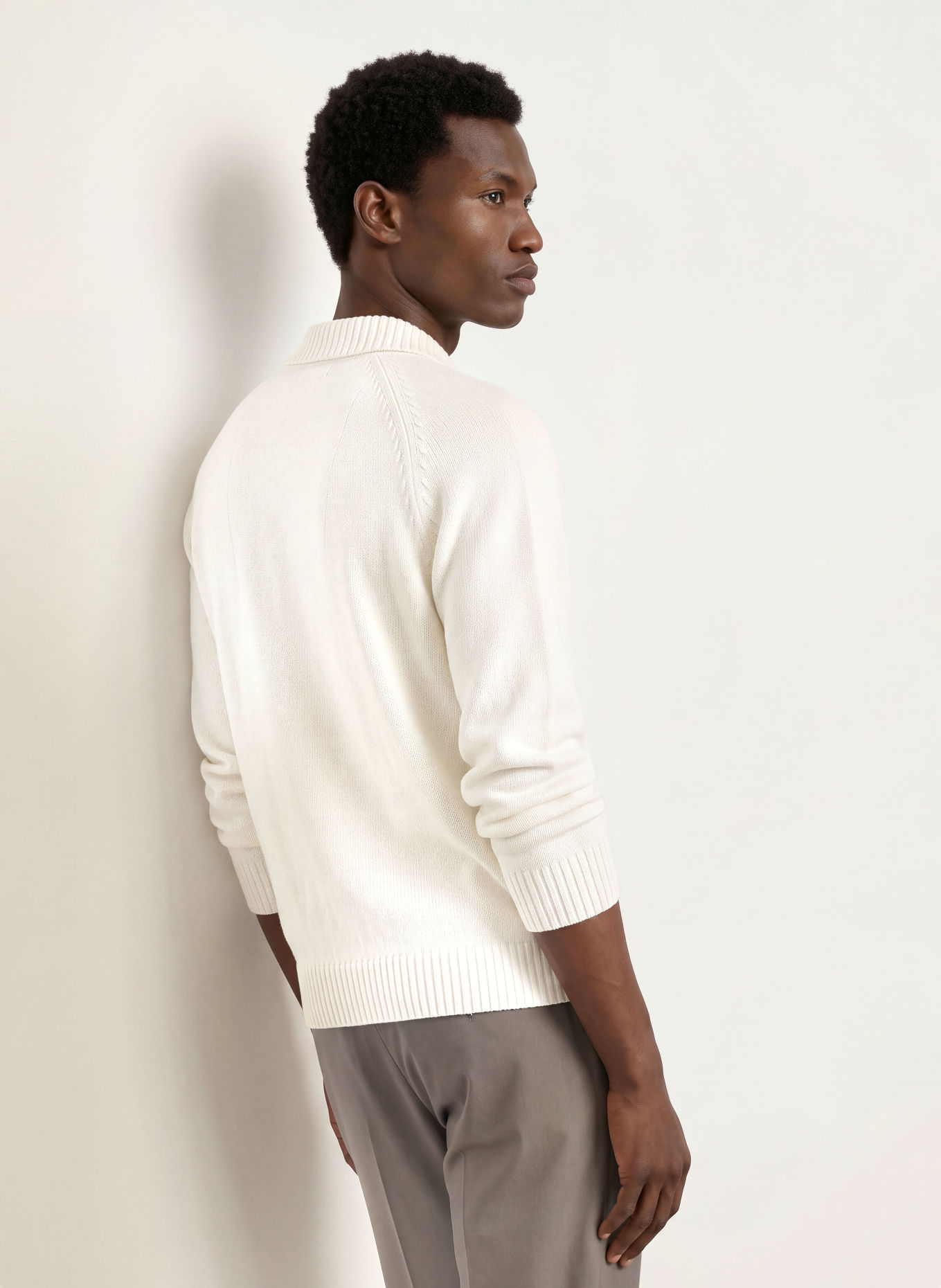 REISS Knit polo shirt ASHDOWN: ECRU