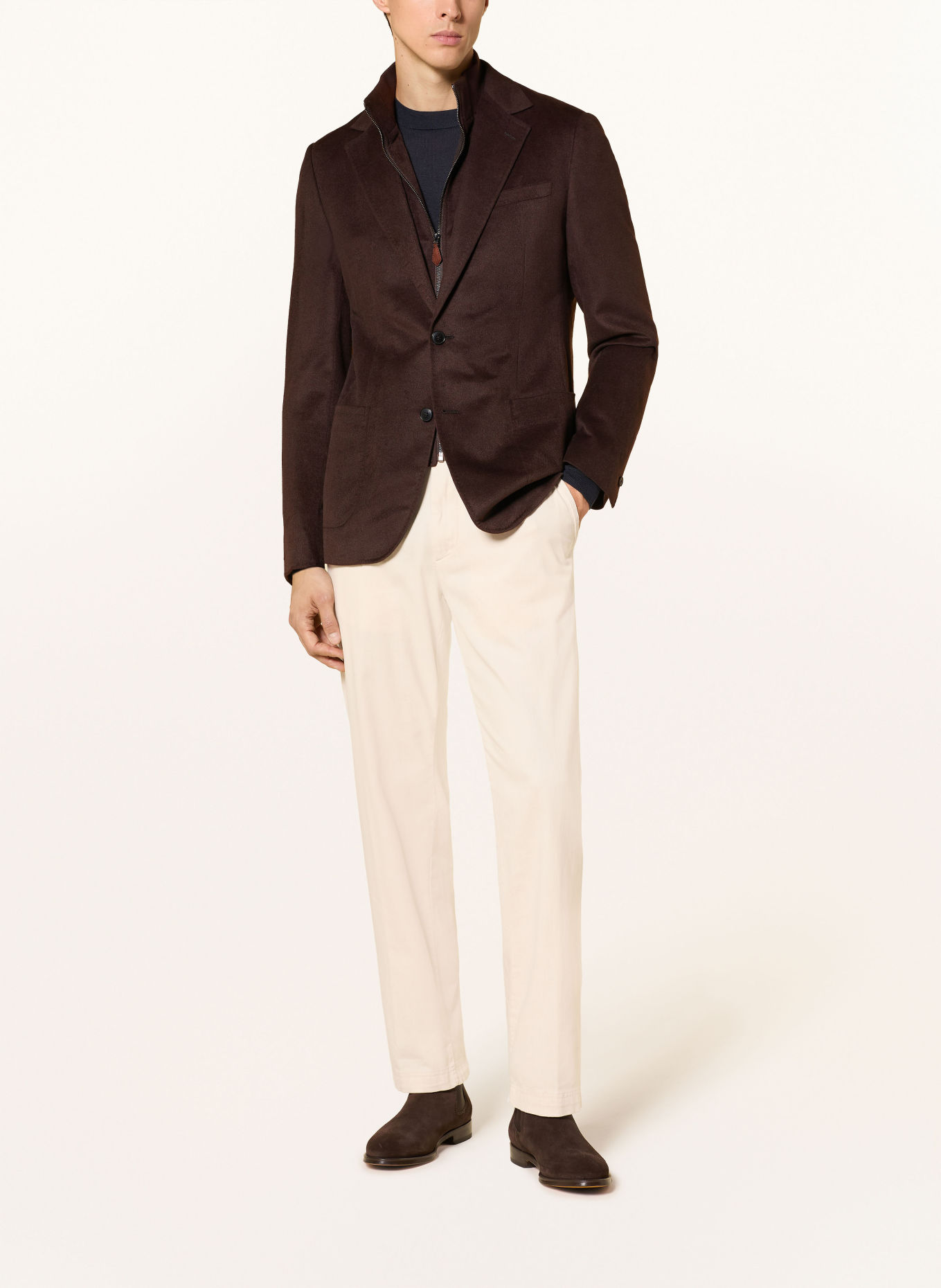 REISS Sakko PATCH Tailored Fit mit herausnehmbarer Blende: DUNKELBRAUN