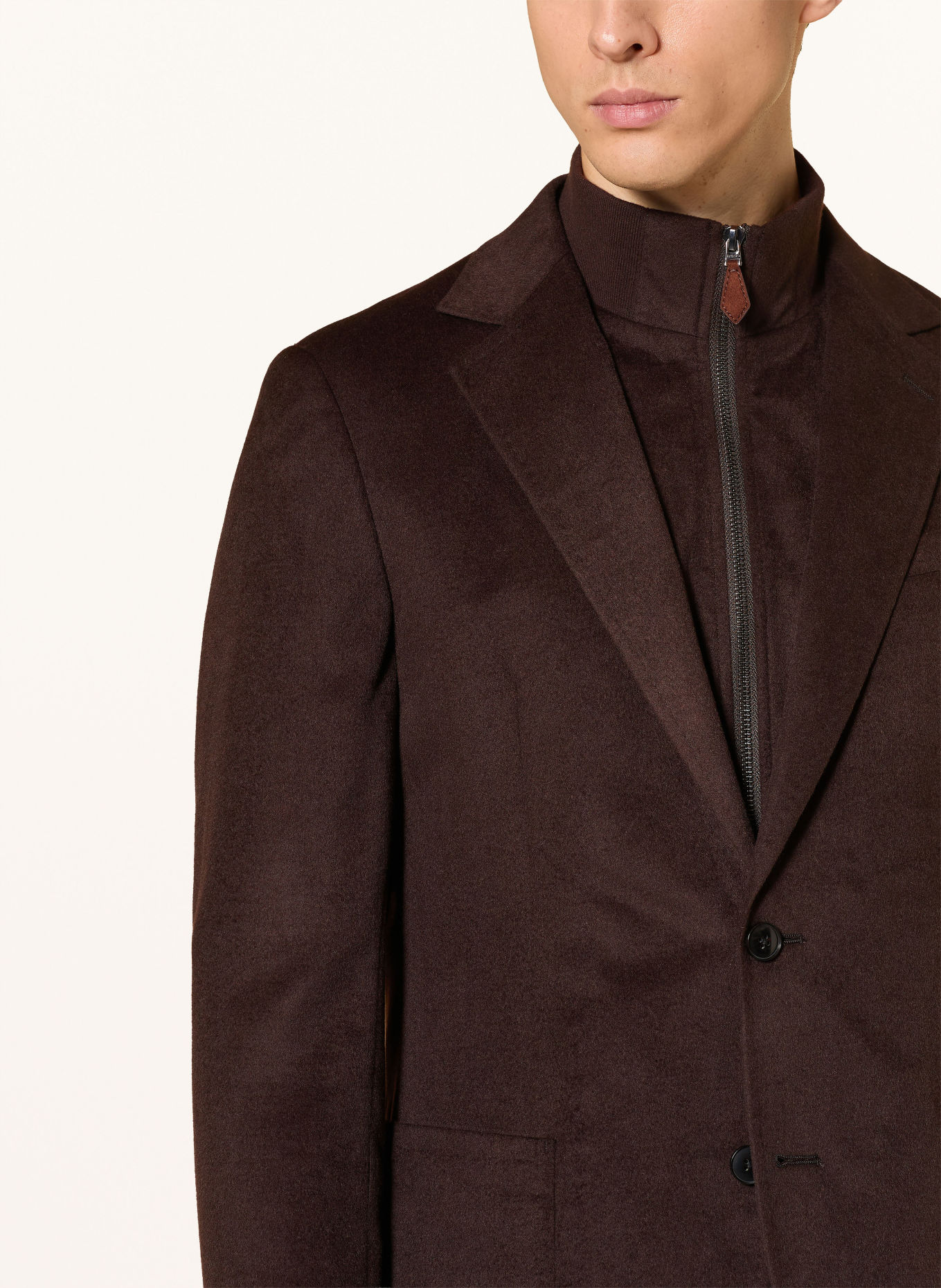 REISS Sakko PATCH Tailored Fit mit herausnehmbarer Blende: DUNKELBRAUN