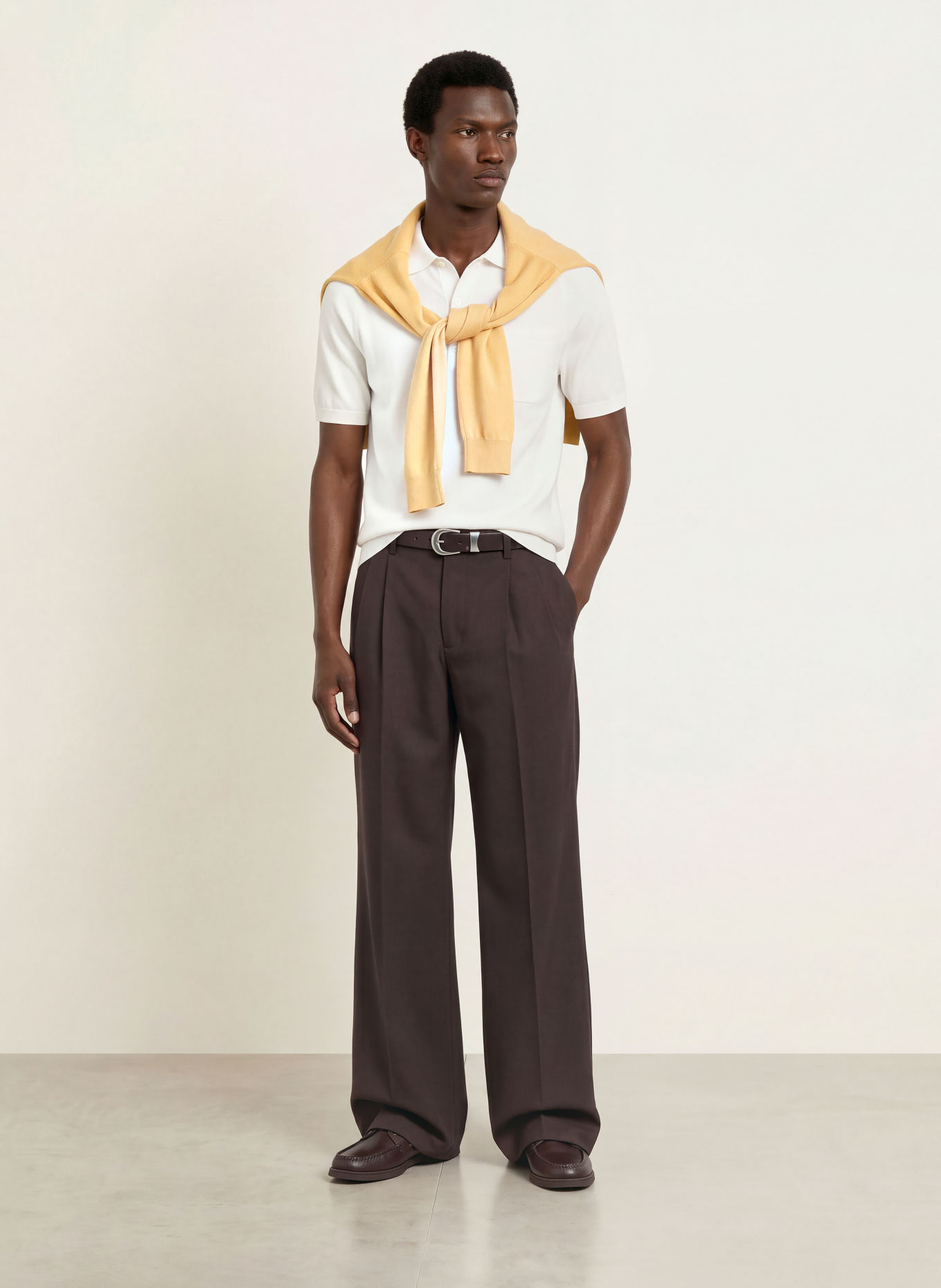 REISS SELKIRK Knit polo shirt: WHITE