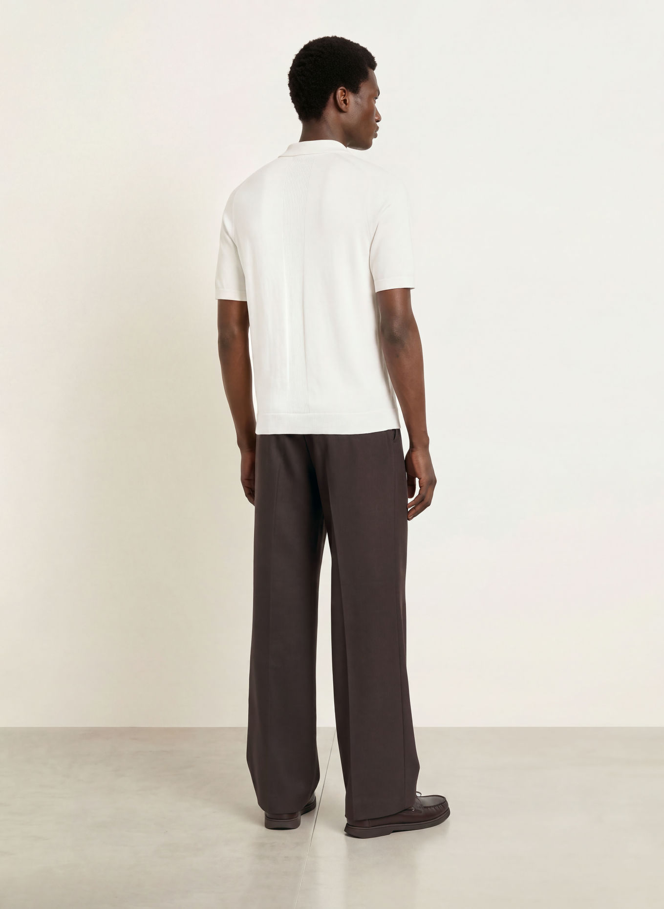REISS SELKIRK Knit polo shirt: WHITE