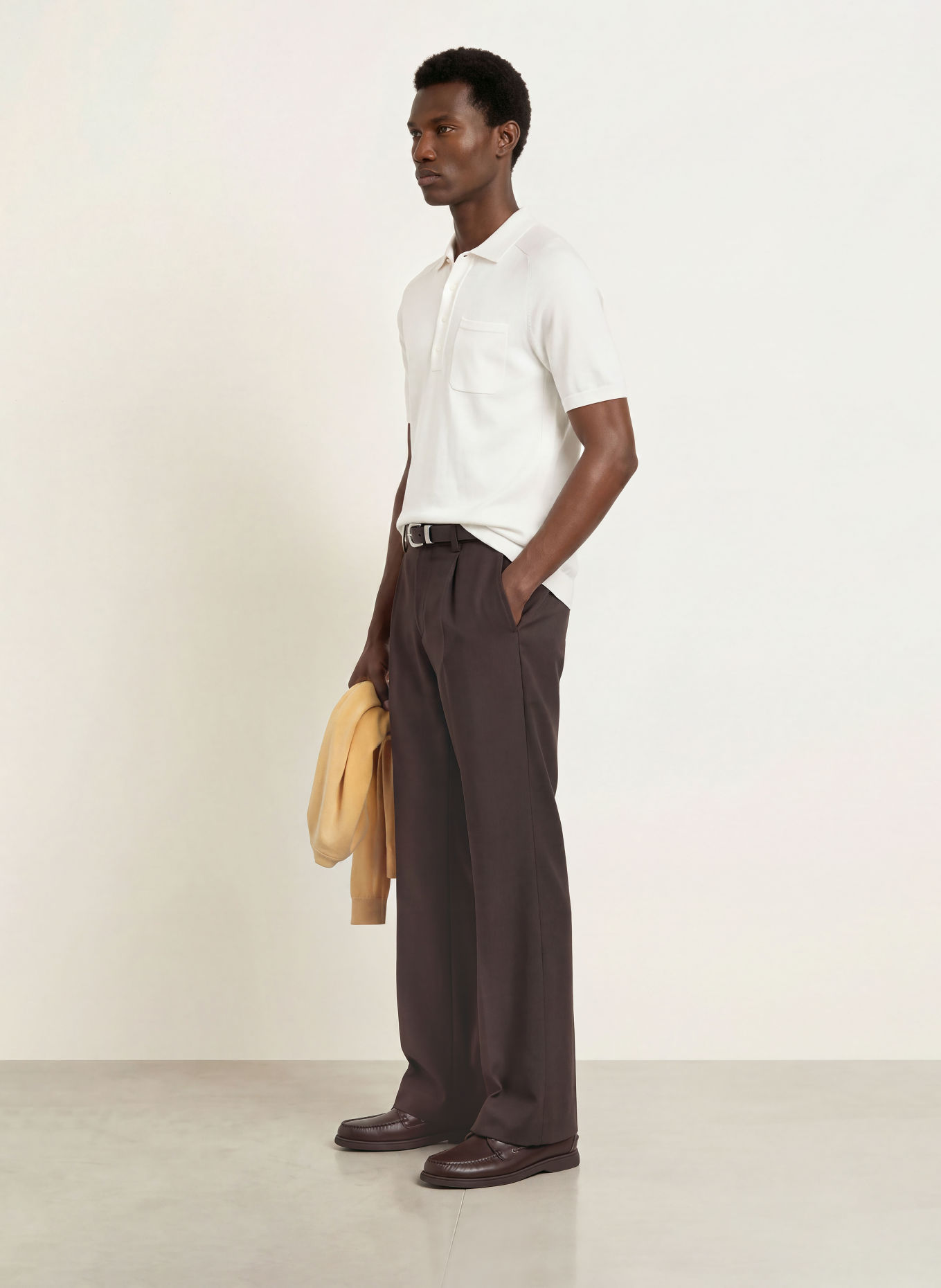 REISS SELKIRK Knit polo shirt: WHITE