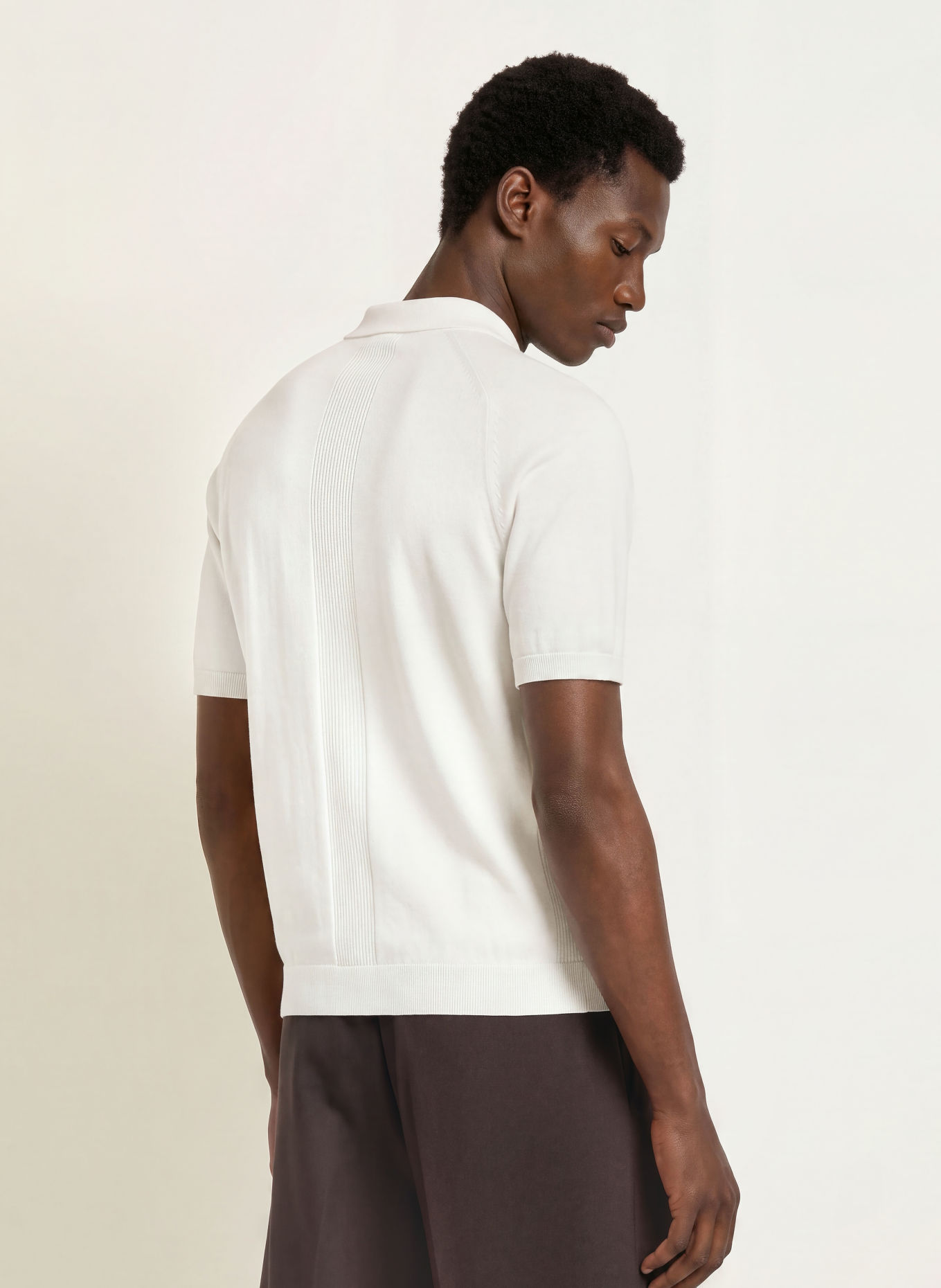 REISS SELKIRK Knit polo shirt: WHITE