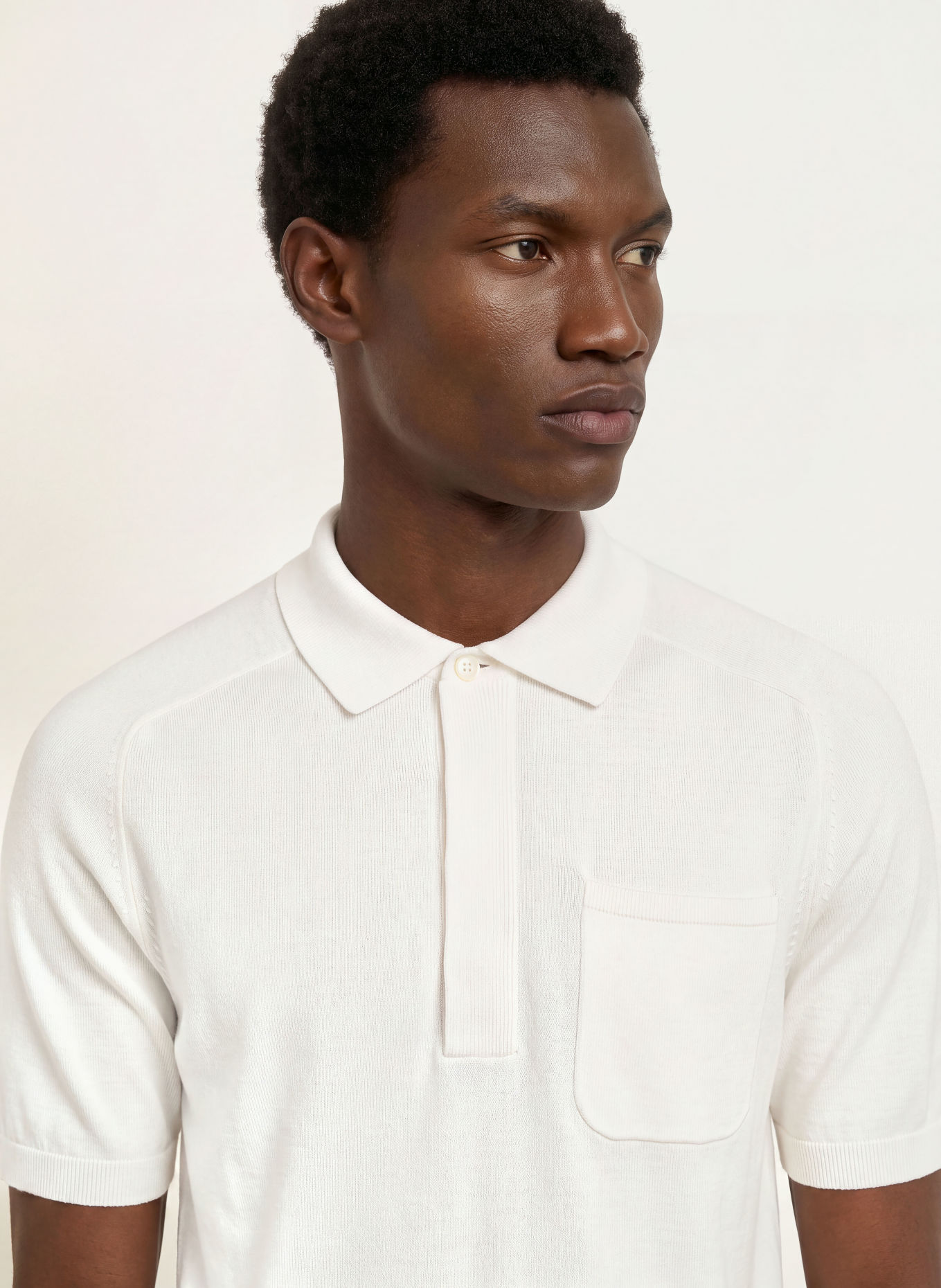 REISS SELKIRK Knit polo shirt: WHITE