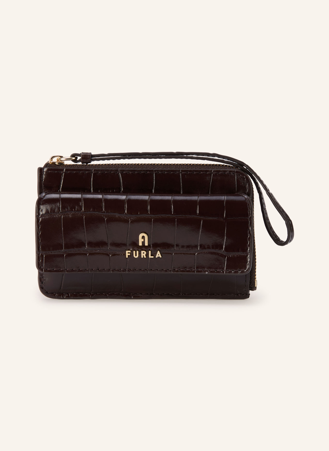 FURLA Kaarthouder CAMELIA: MARRON FONCÉ / GOUD