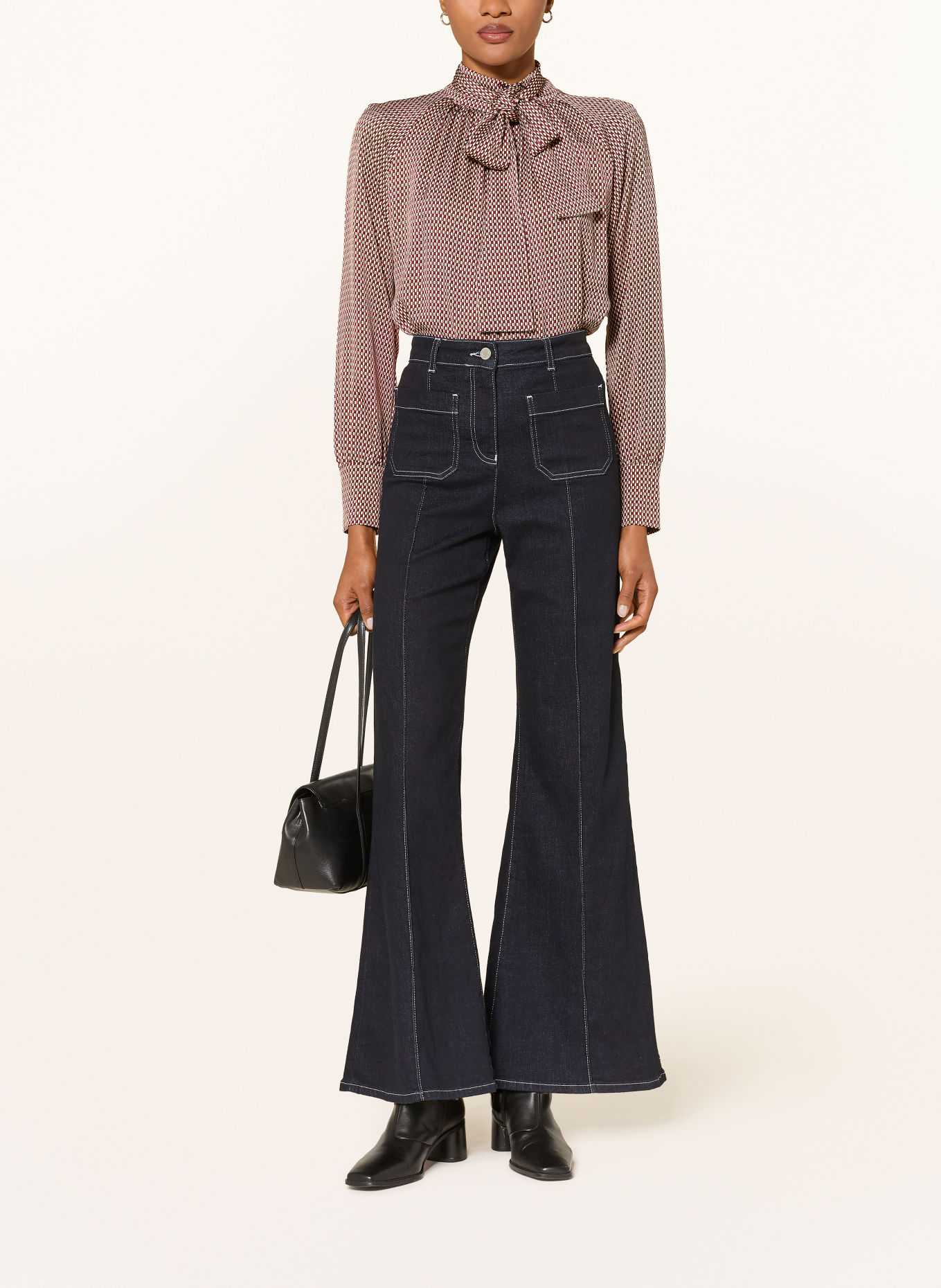 REISS Schluppenbluse EDEN: DUNKELROT / BEIGE / KHAKI
