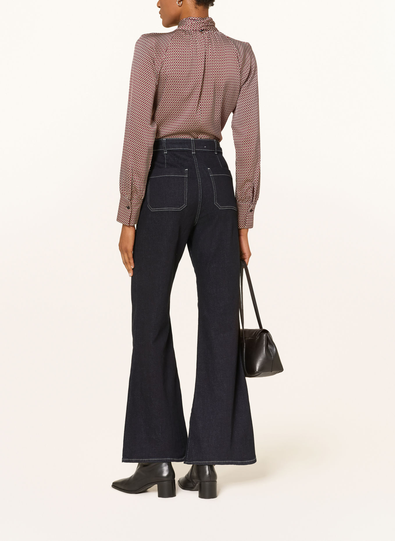 REISS Schluppenbluse EDEN: DUNKELROT / BEIGE / KHAKI