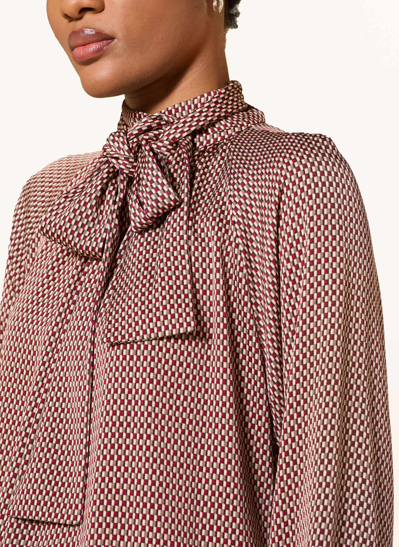 REISS Schluppenbluse EDEN: DUNKELROT / BEIGE / KHAKI