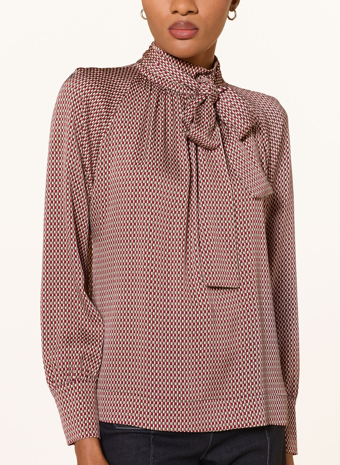 REISS Schluppenbluse EDEN: DUNKELROT / BEIGE / KHAKI