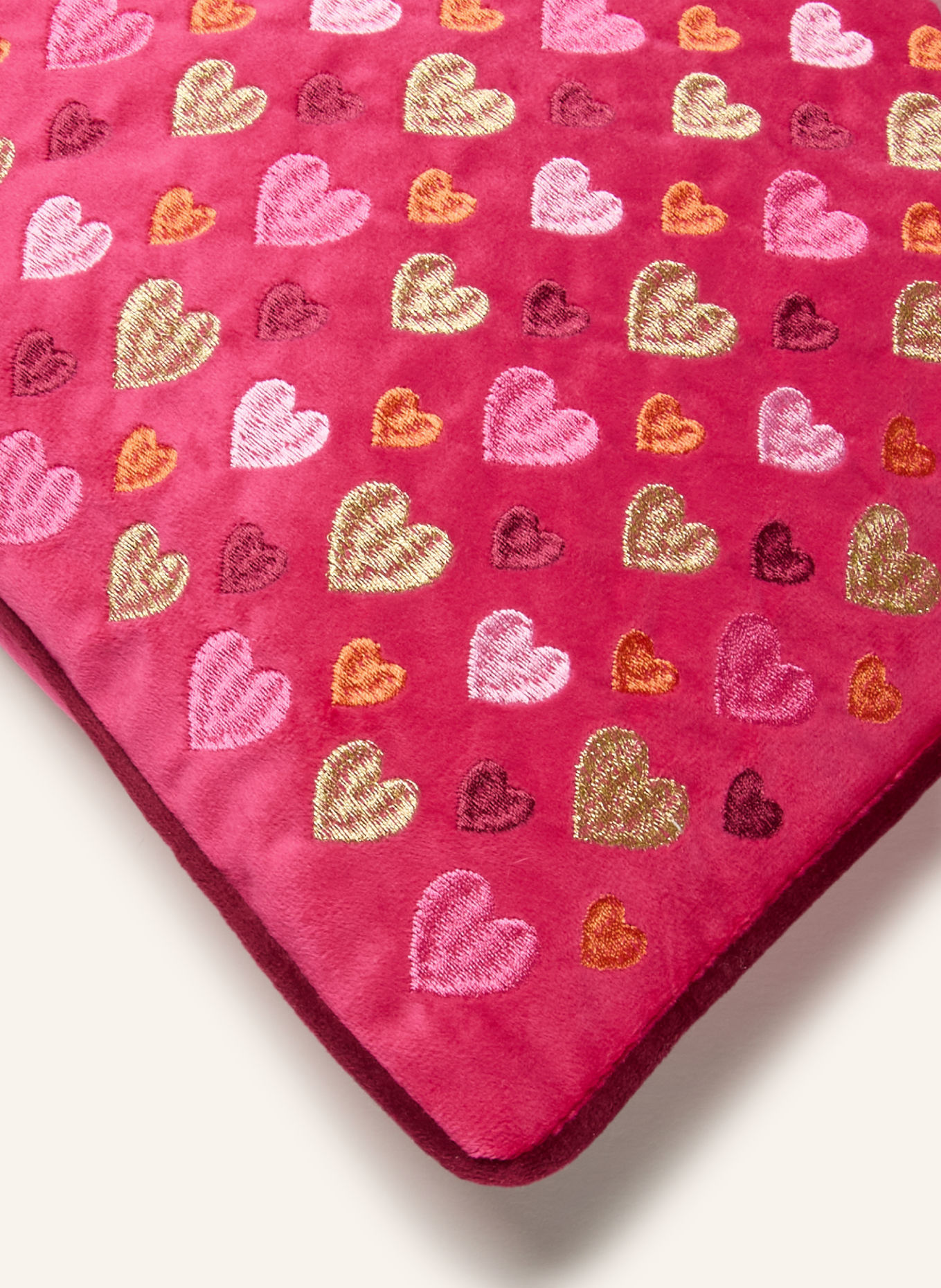PAD Sierkussenhoes HEARTS van fluweel: ROZE / GOUD / ORANJE
