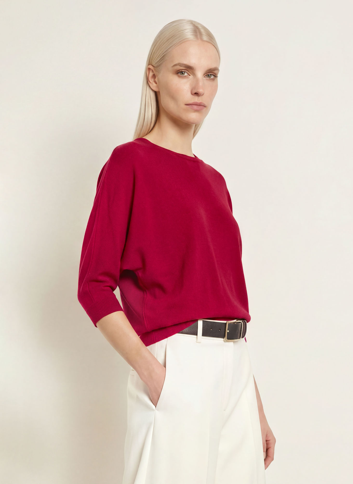 Phase Eight CRISTINE Sweater with 3/4-Length Sleeves: FUCHSIA