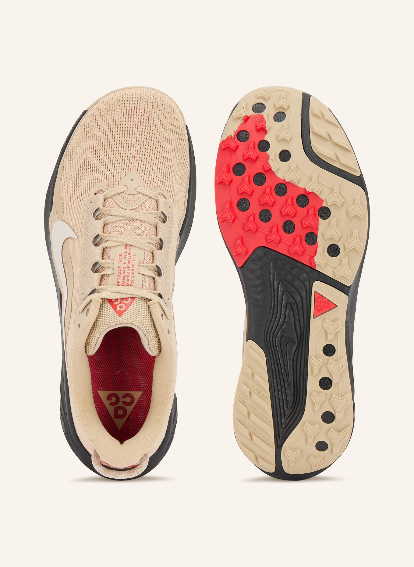 Nike ACG PEGASUS TRAIL Trail running shoes: BEIGE / RED / BLACK