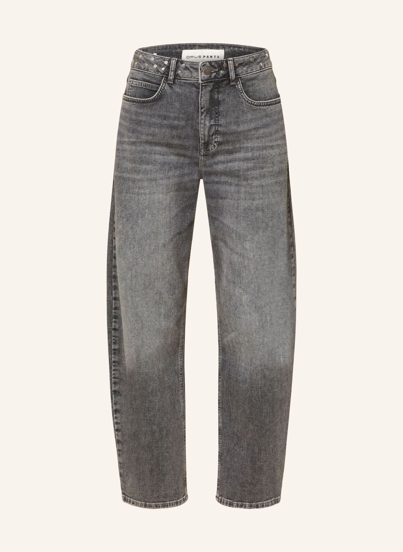 OPUS PANTS Barrel jeans MARI CLEAR met studs: 70387 mid grey