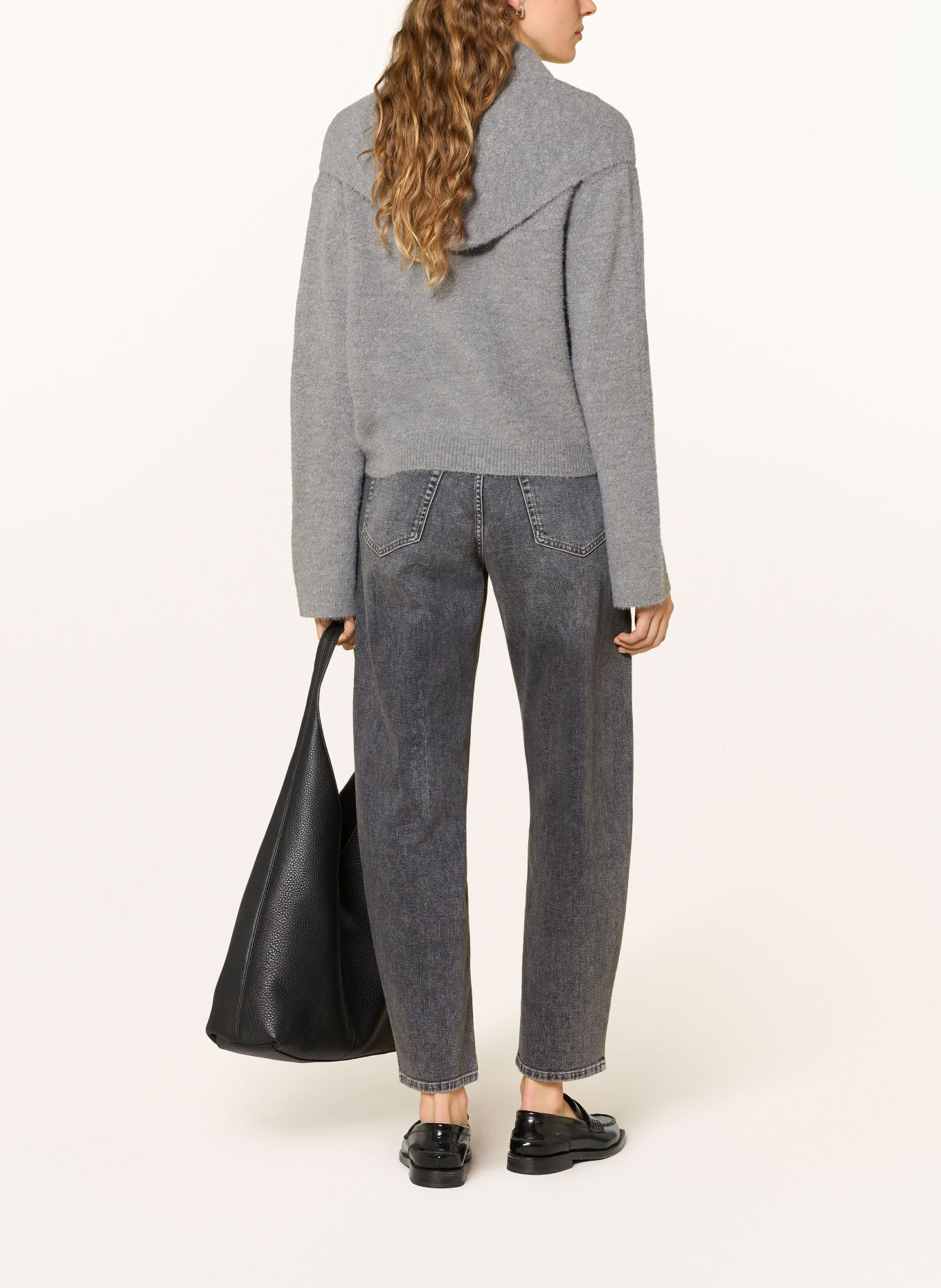 OPUS PANTS Barrel jeans MARI CLEAR met studs: 70387 mid grey