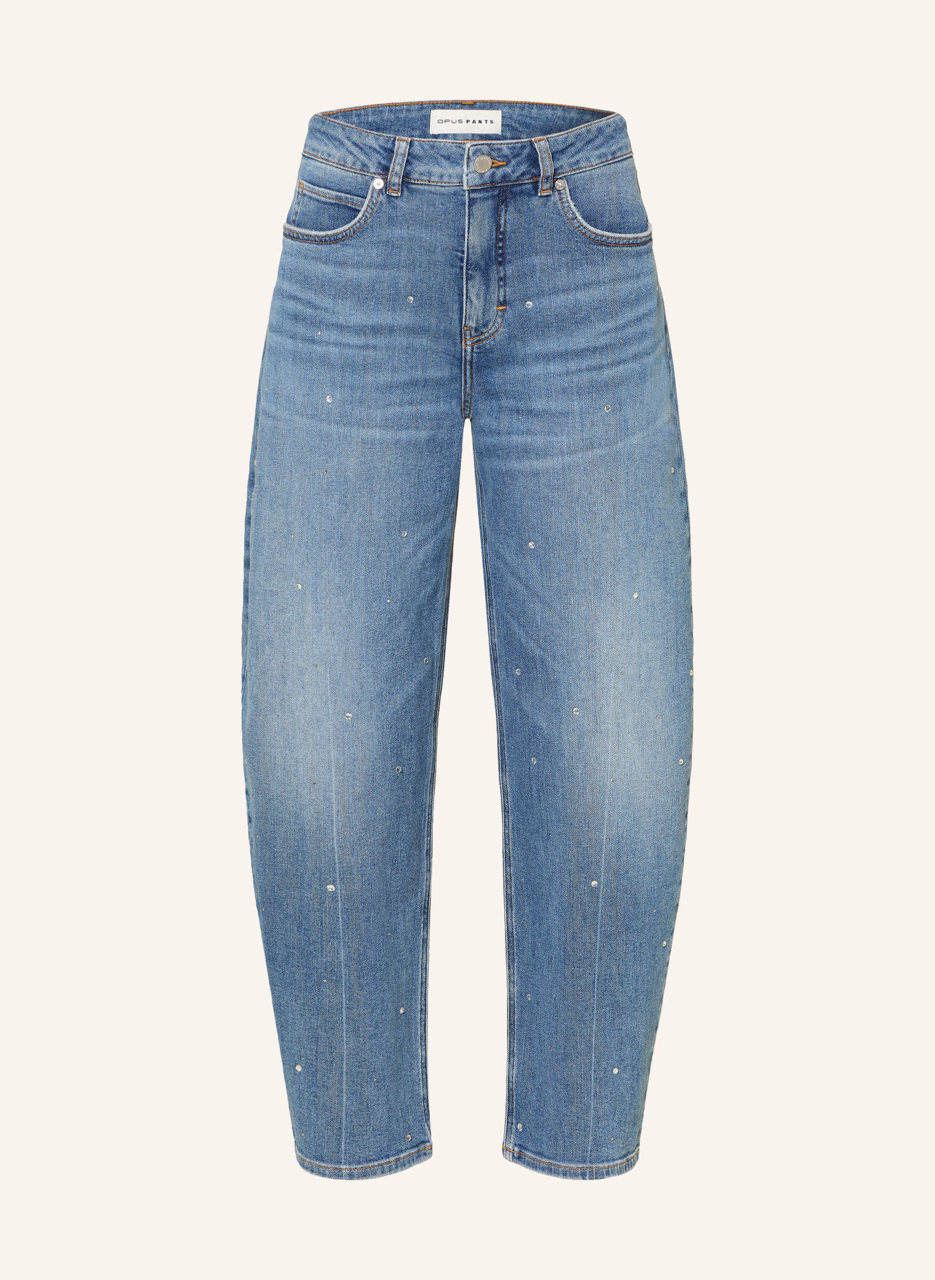 OPUS PANTS MARI CLEAR Barrel-leg jeans with Rhinestones: 70421 mid blue