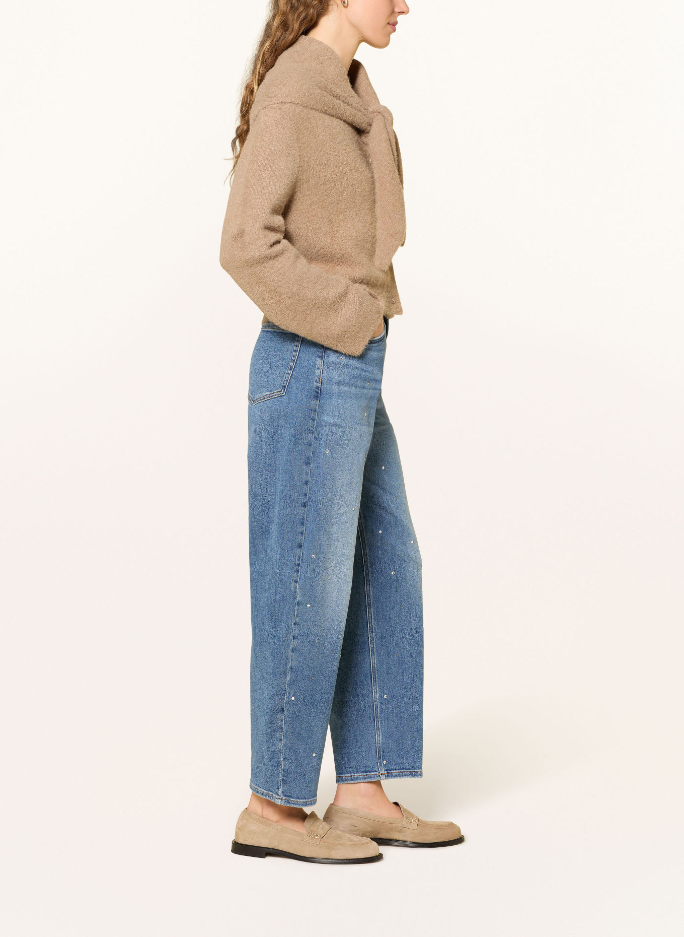 OPUS PANTS MARI CLEAR Barrel-leg jeans with Rhinestones: 70421 mid blue