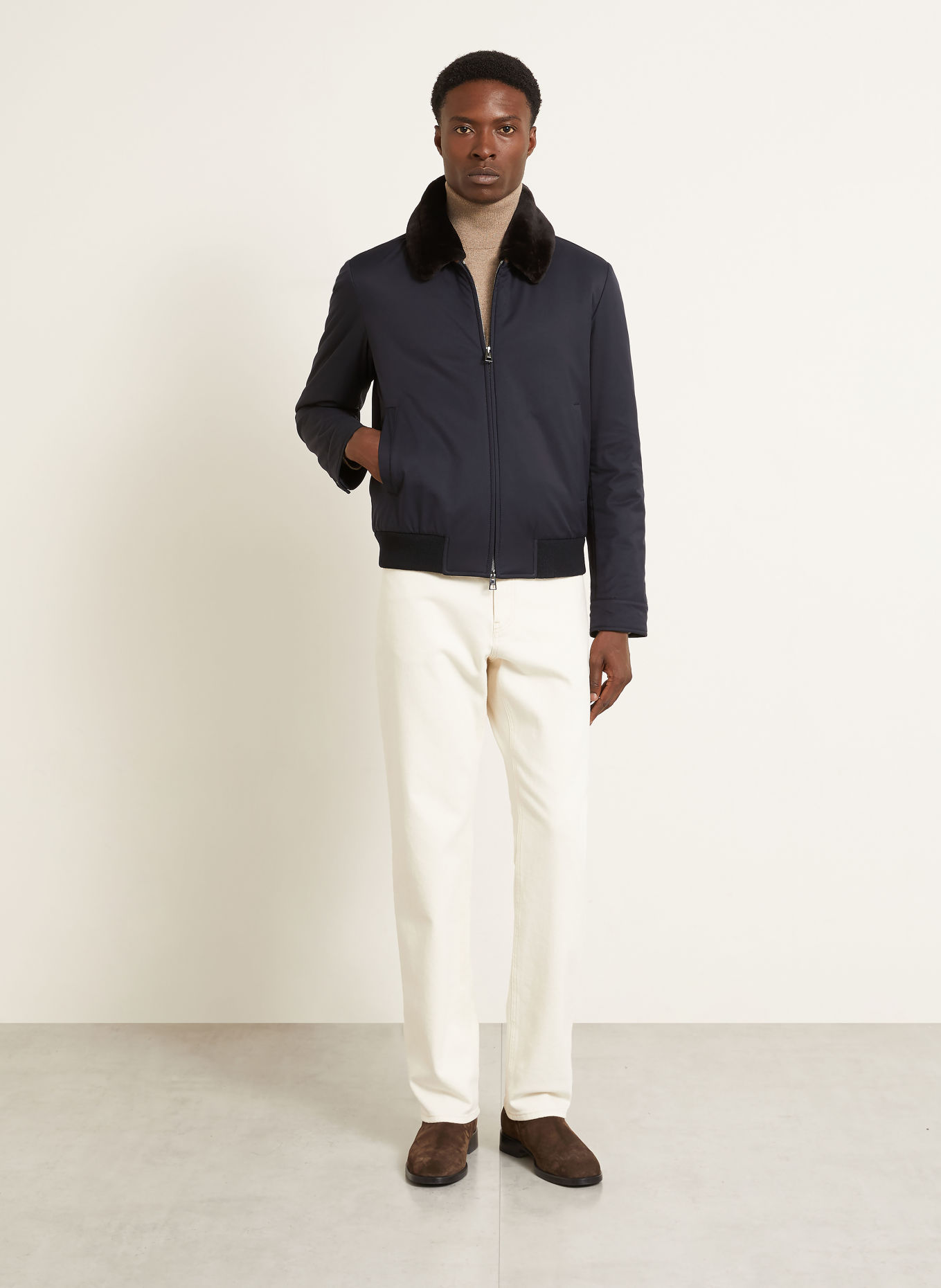 manzoni 24 Jacke mit Kunstfell: DUNKELBLAU / SCHWARZ