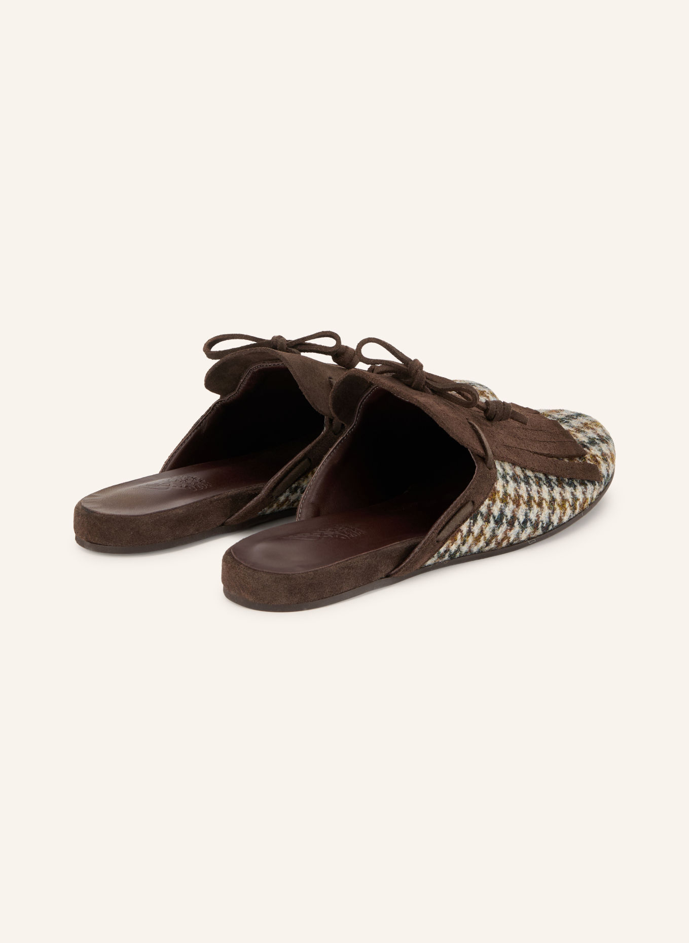 ANCIENT GREEK SANDALS Muiltjes THELMA FRINGE: MARRON FONCÉ / CRÈME / ZWART