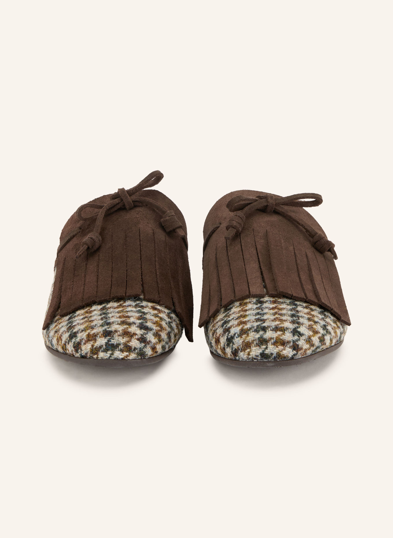 ANCIENT GREEK SANDALS Muiltjes THELMA FRINGE: MARRON FONCÉ / CRÈME / ZWART