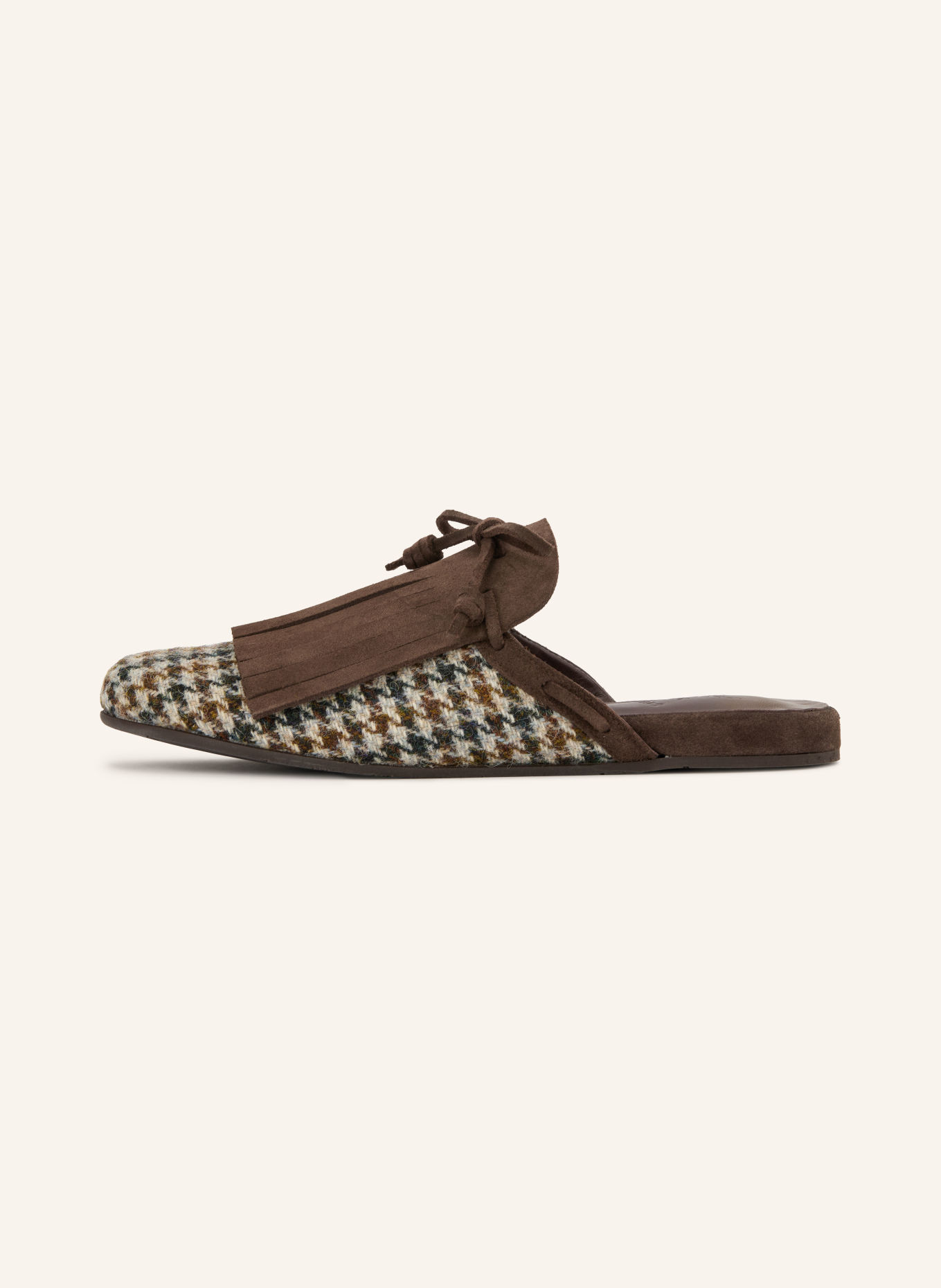 ANCIENT GREEK SANDALS Muiltjes THELMA FRINGE: MARRON FONCÉ / CRÈME / ZWART