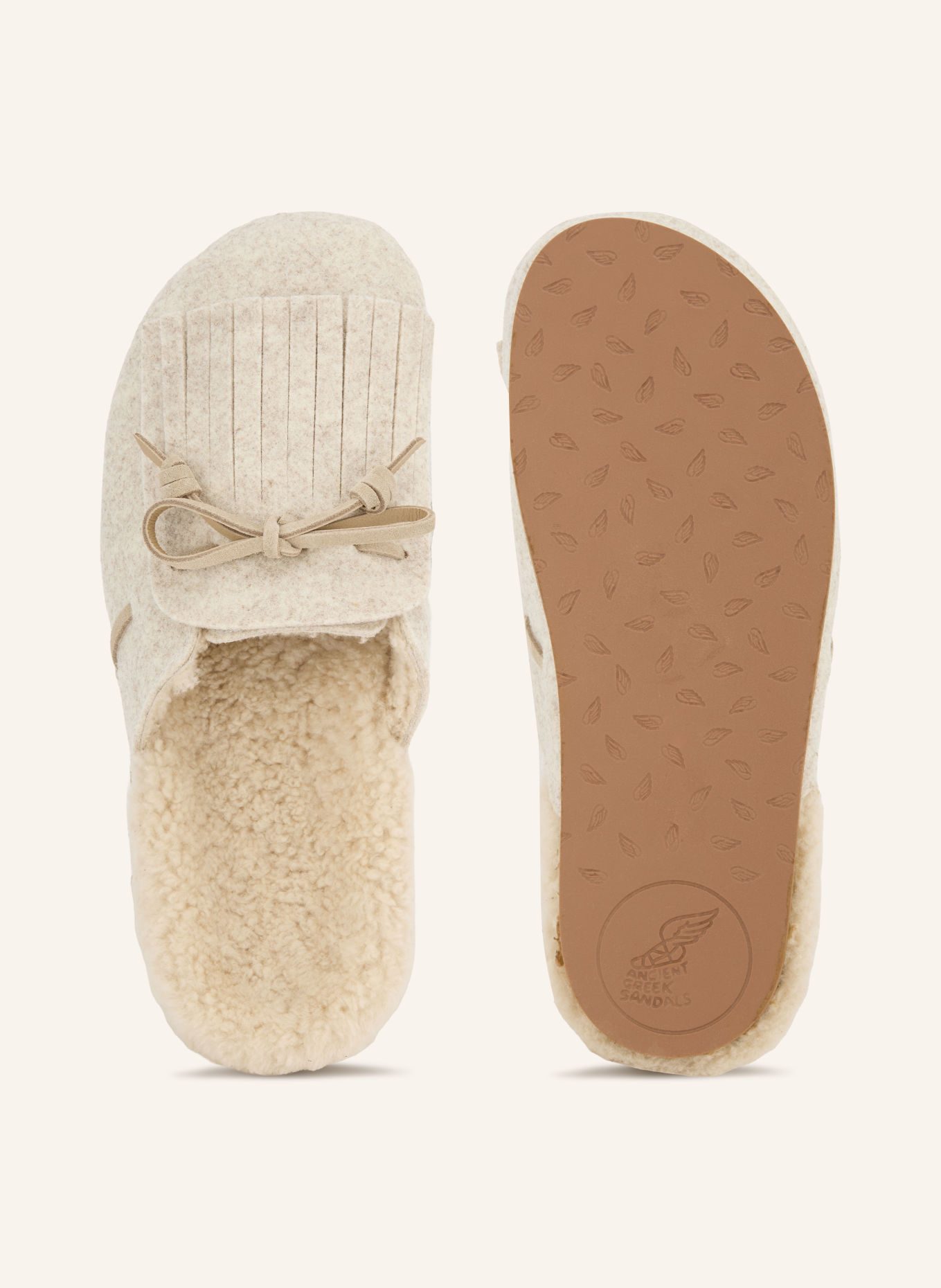ANCIENT GREEK SANDALS Muiltjes VASILITSA FRINGE: CRÈME
