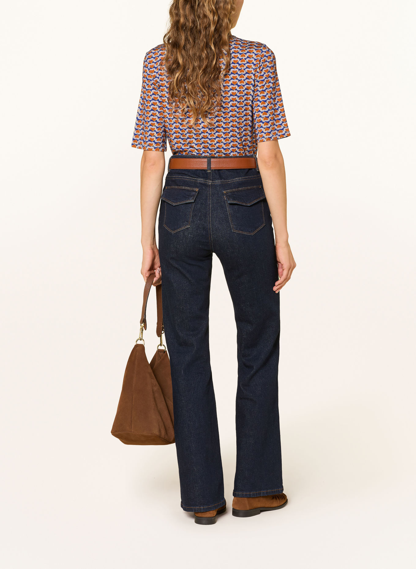MORE & MORE T-shirt: DARK BLUE / COGNAC / LIGHT BLUE