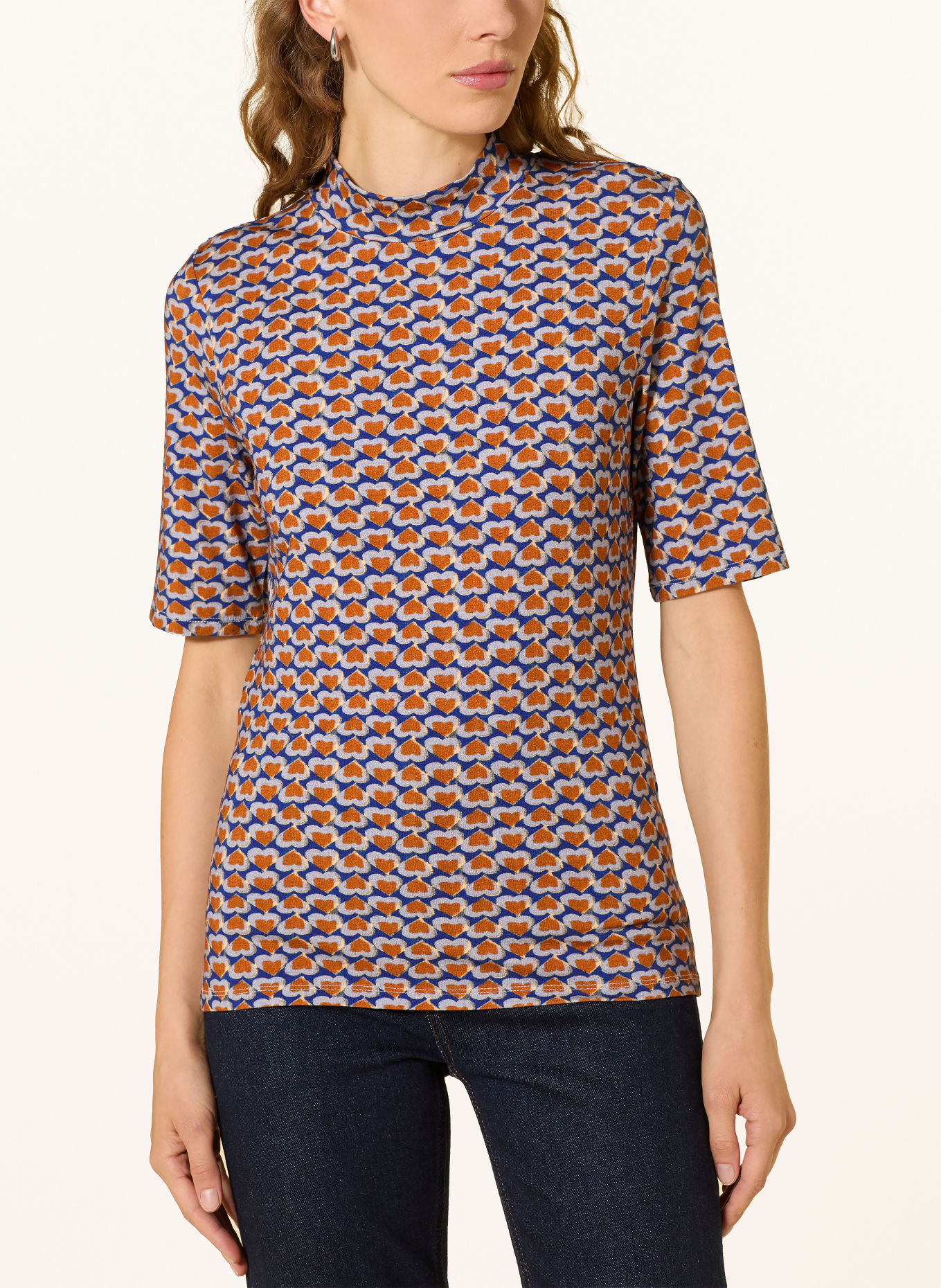 MORE & MORE T-shirt: DARK BLUE / COGNAC / LIGHT BLUE