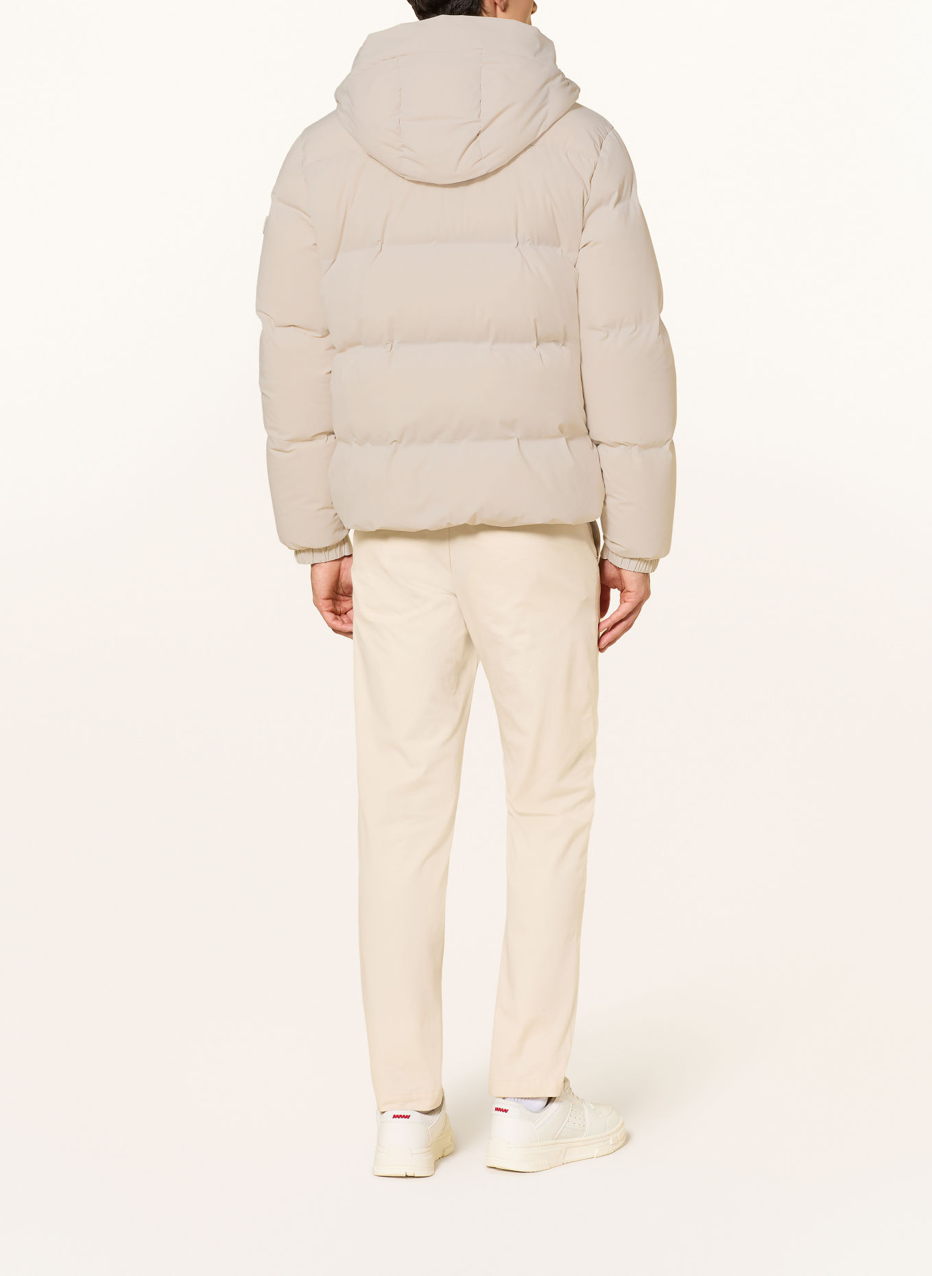ALPHATAURI ODORU Down Jacket with Detachable Hood: CREAM