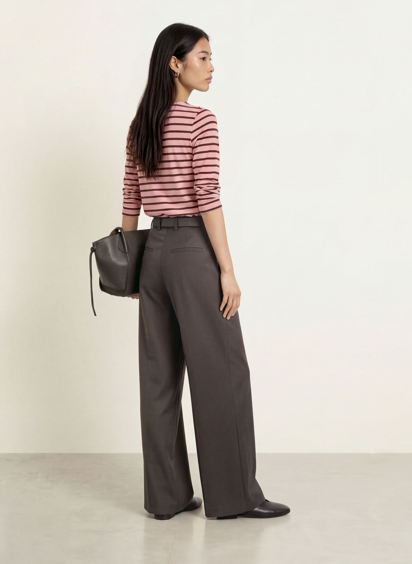 MORE & MORE Longsleeve: VIEUX ROSE / MARRON FONCÉ