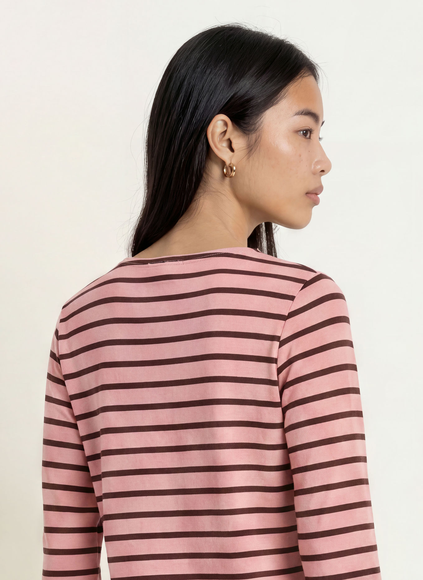 MORE & MORE Longsleeve: VIEUX ROSE / MARRON FONCÉ