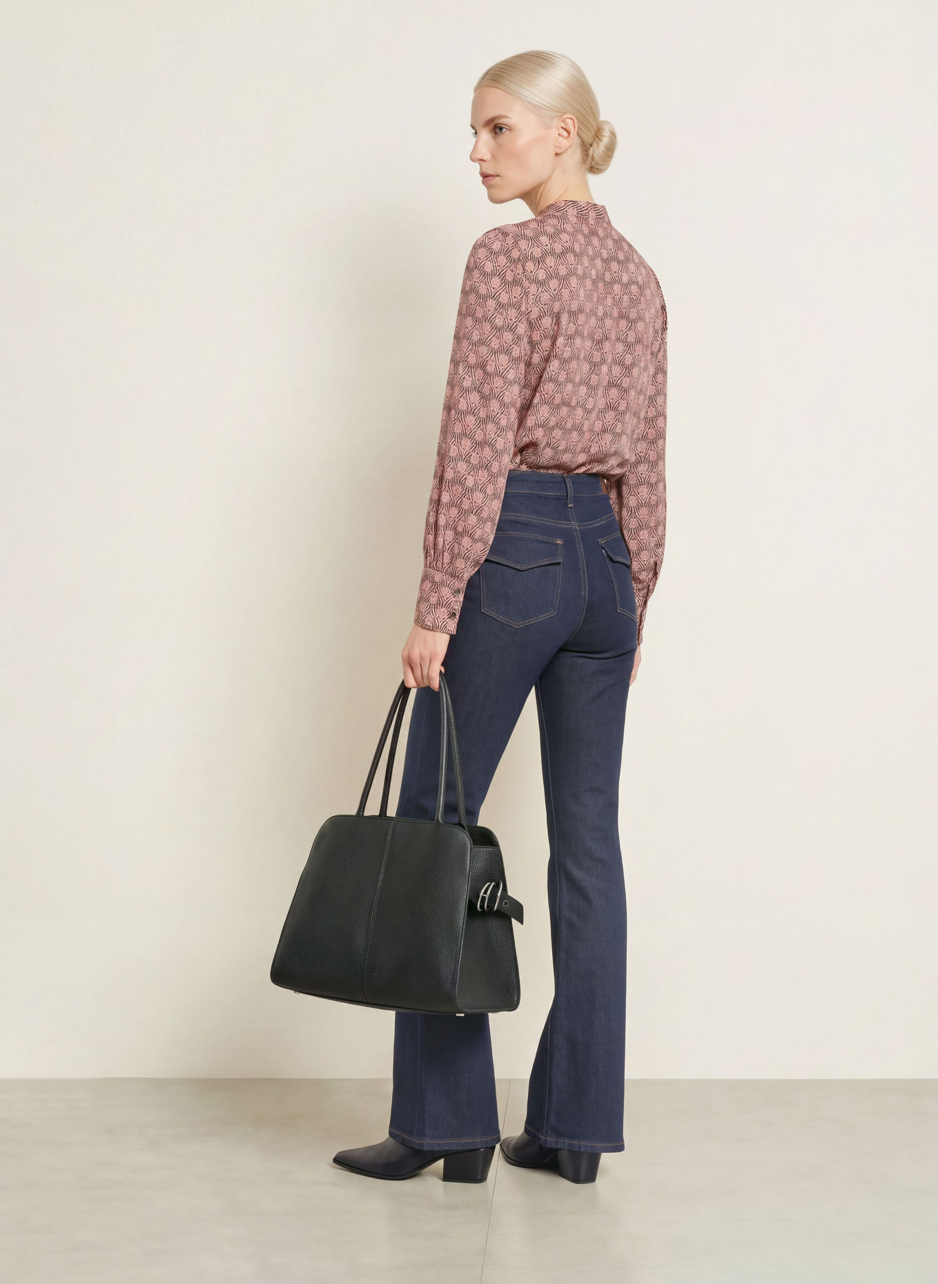 MORE & MORE Blusenshirt: ROSÉ / DUNKELBRAUN / BEIGE