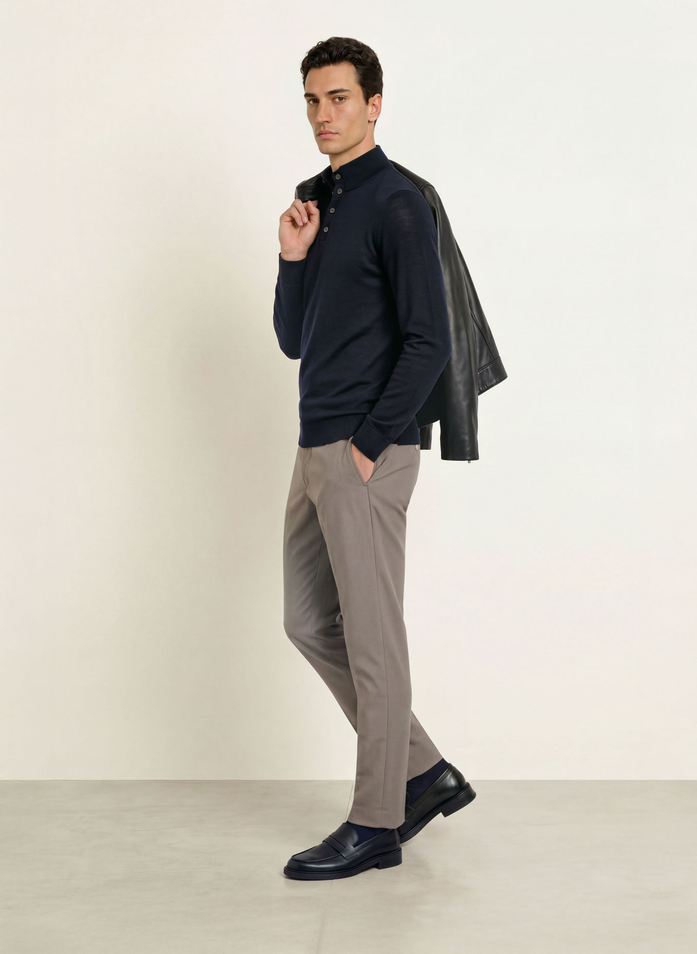 REISS Sweter typu troyer FARNHAM: GRANATOWY